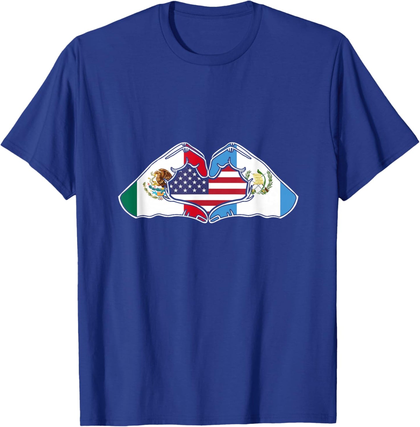 Heart hands Mexico, Guatemala and the USA. T-Shirt - T-Shirt | Royal