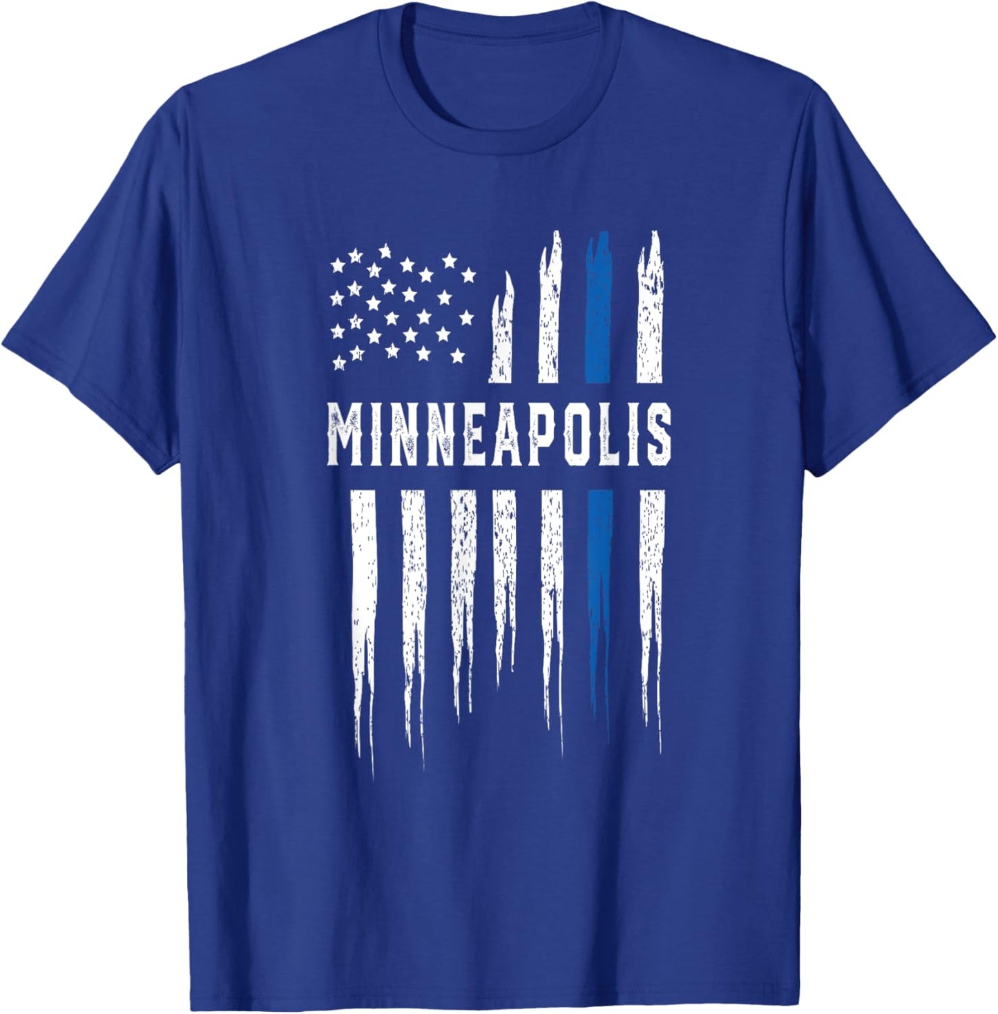 Thin Blue Line Heart Minneapolis Police Officer Minnesota T-Shirt - T-Shirt | Royal