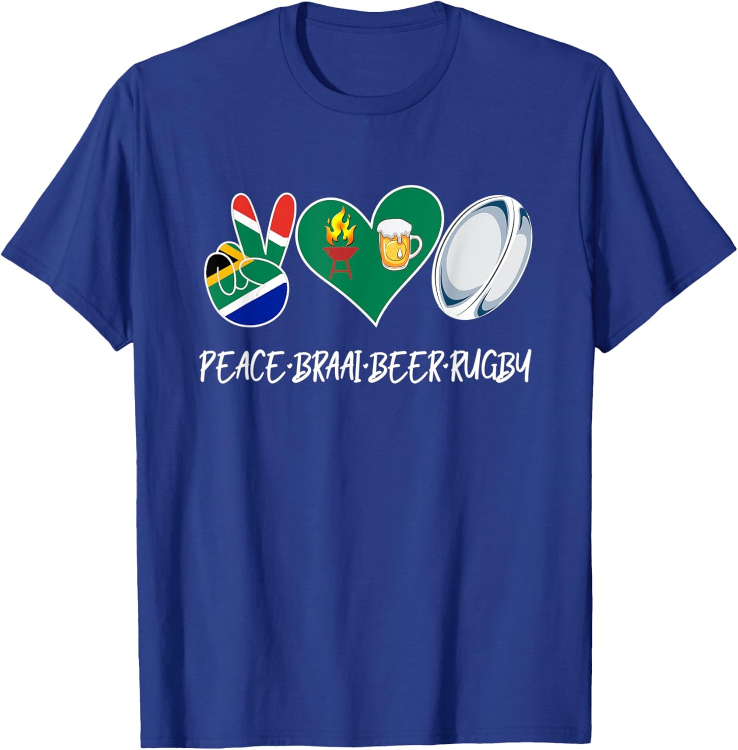 South Africans love peace Braai Beer Rugby Flag Patriotic Women Men T-Shirt - T-Shirt | Royal