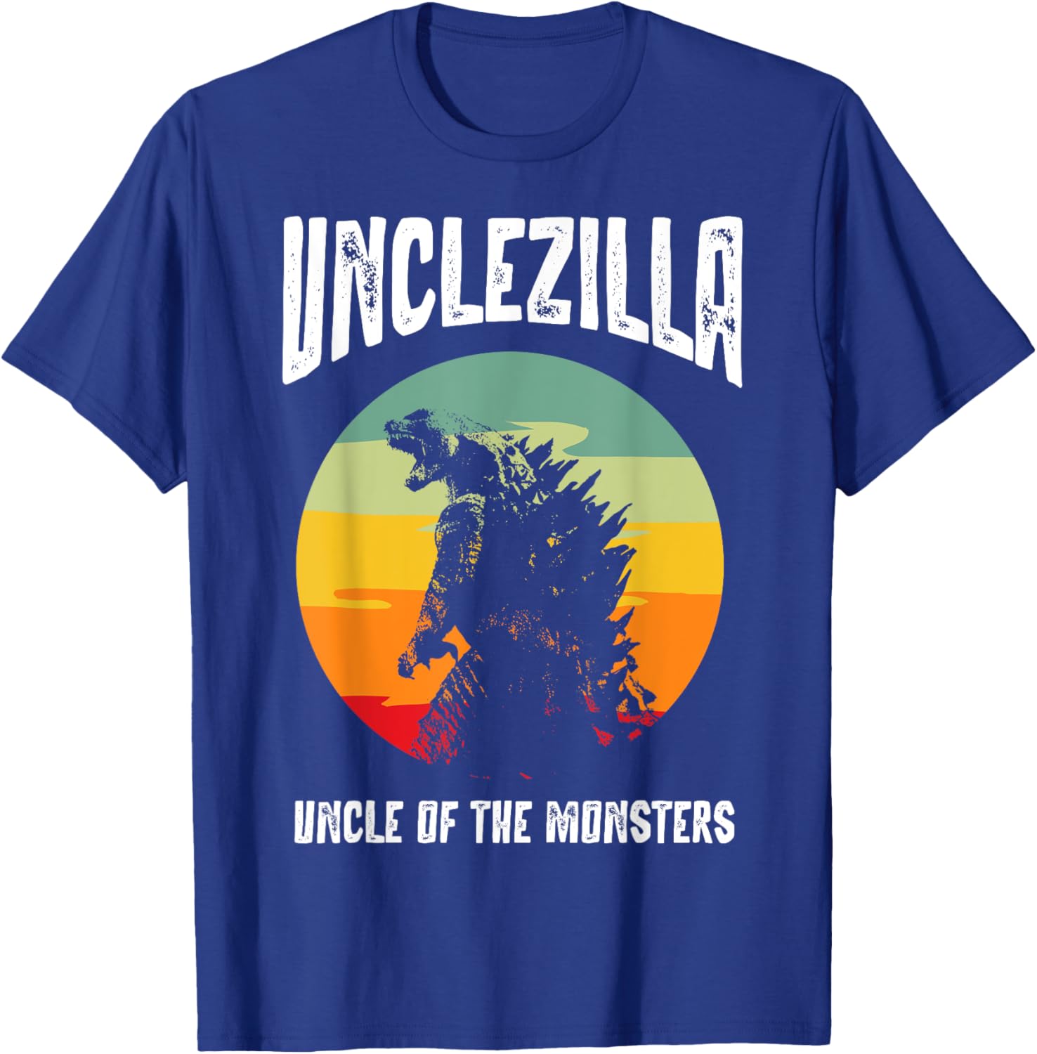 Unclezilla Uncle of The Monsters Retro Vintage Sunset T-Shirt - T-Shirt | Royal