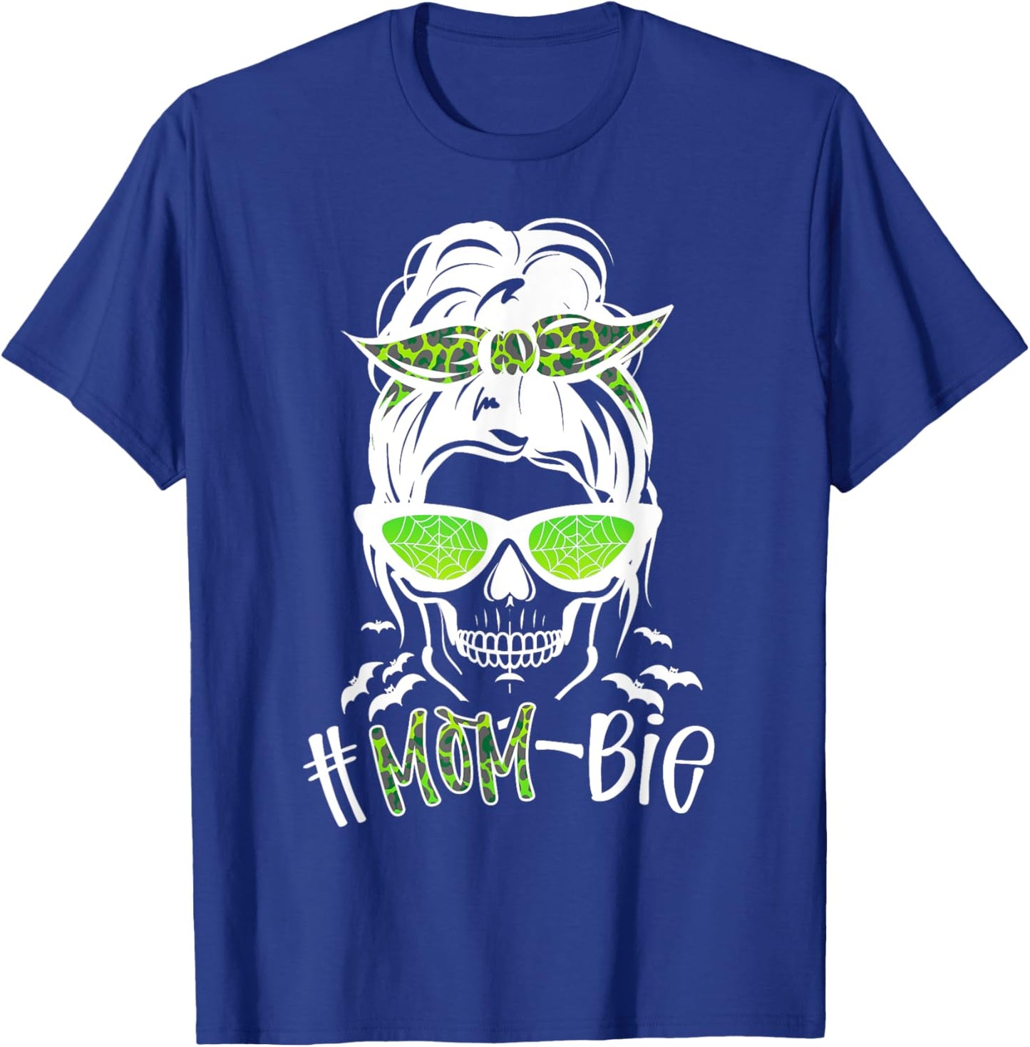 Messy Bun Zombie Mom Funny Halloween Costume Skull T-Shirt - T-Shirt | Royal