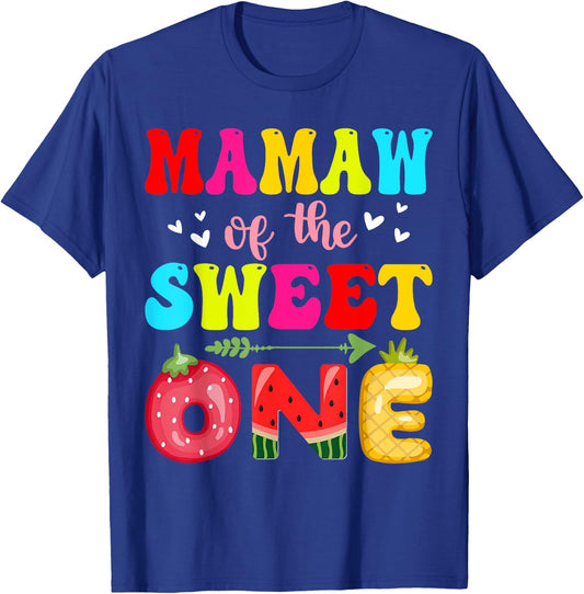 Mamaw of The Sweet One Strawberry Pineapple Melon 1st Bday T-Shirt - T-Shirt | Royal