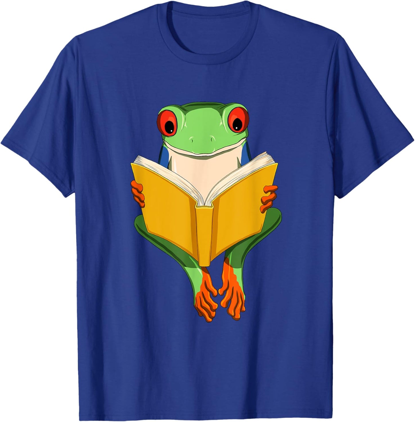 Funny Red Eyed Tree Frog Read Book T-Shirt - T-Shirt | Royal