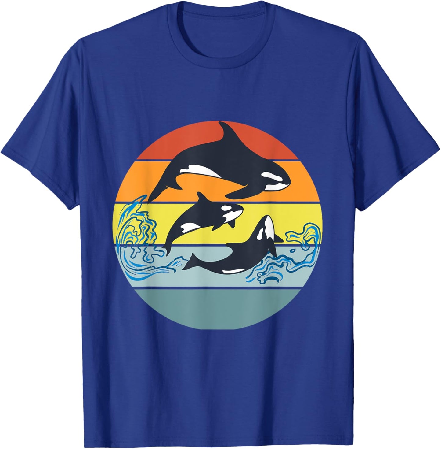 Orca Killer Whale, Vintage Retro Whale Family T-Shirt - T-Shirt | Royal