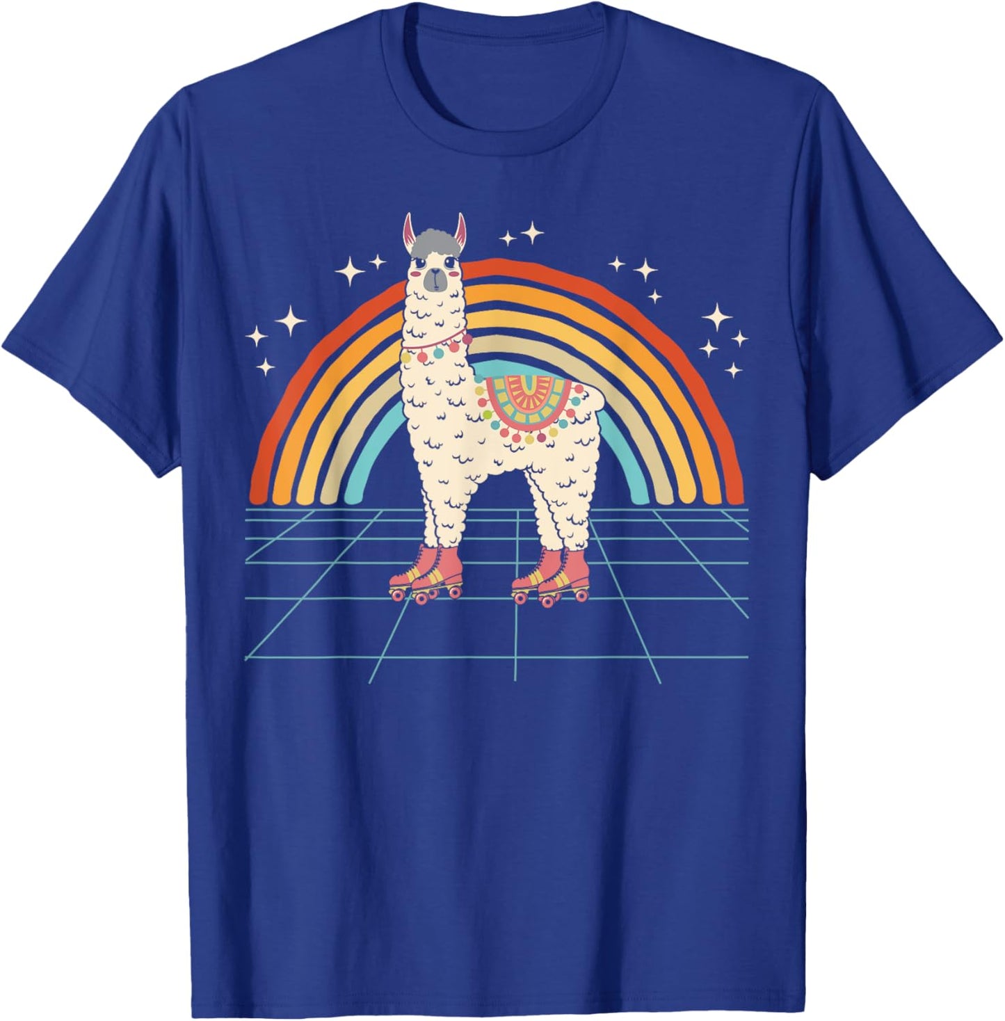 Roller Skating Alpaca Skater Skate Retro Vintage 70s/80s T-Shirt - T-Shirt | Royal