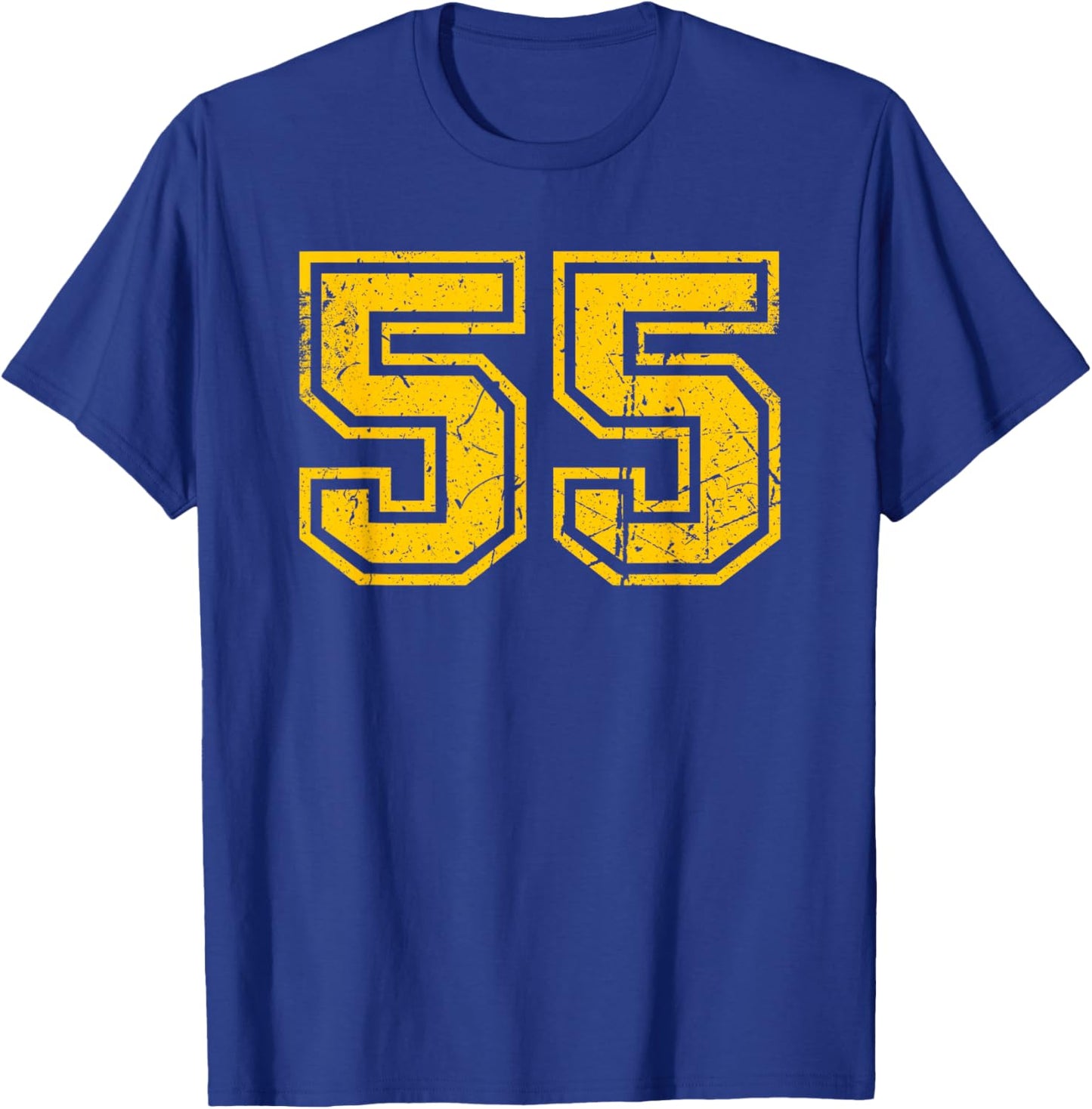 Vintage Number #55 Sports Team Yellow Number T-Shirt - T-Shirt | Royal