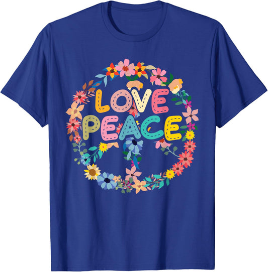 Peace hand tie dye sign of freedom hippie flower child T-Shirt - T-Shirt | Royal