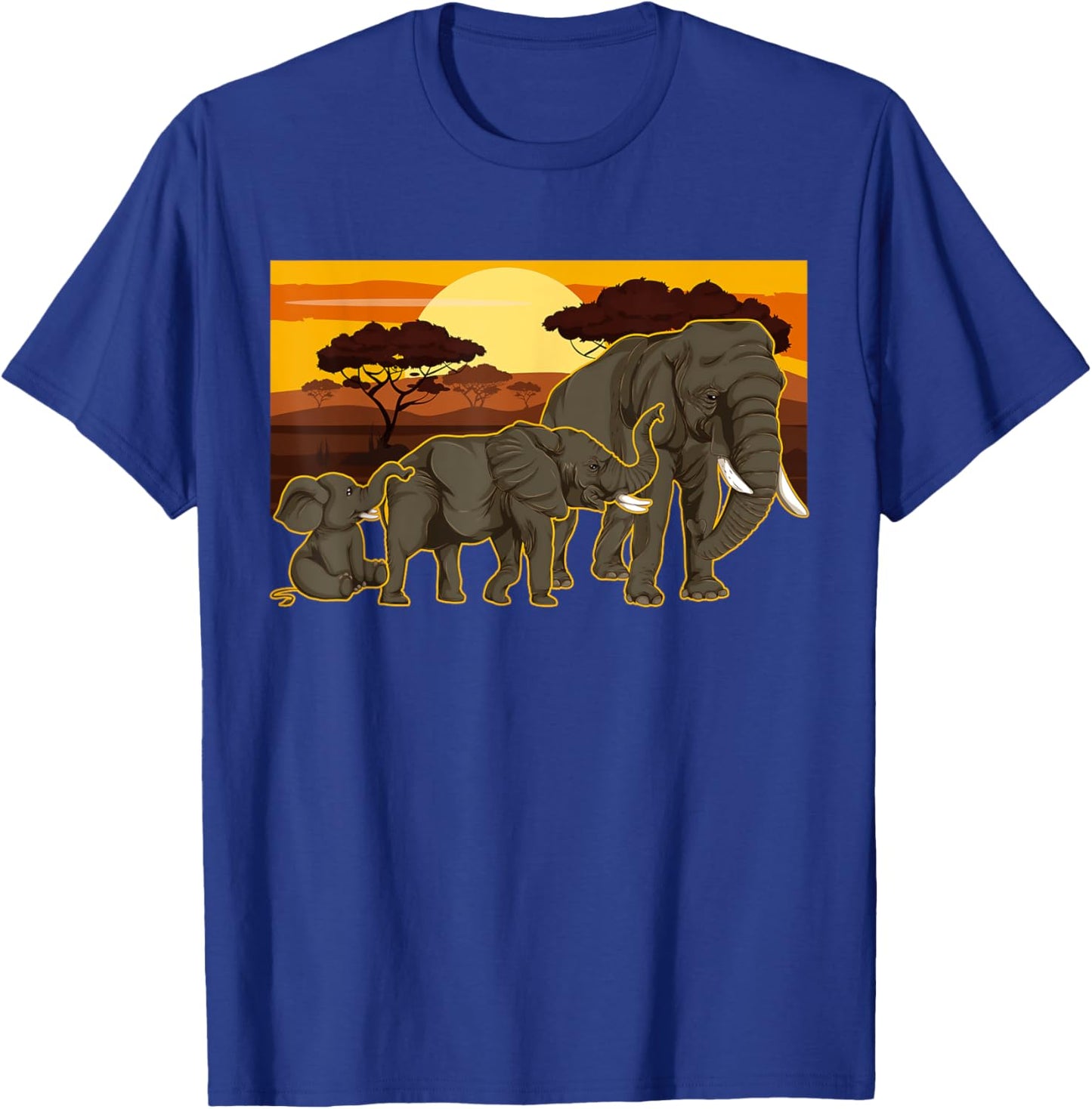 Sunset Elephant Family Africa Animal Safari Elephant T-Shirt - T-Shirt | Royal