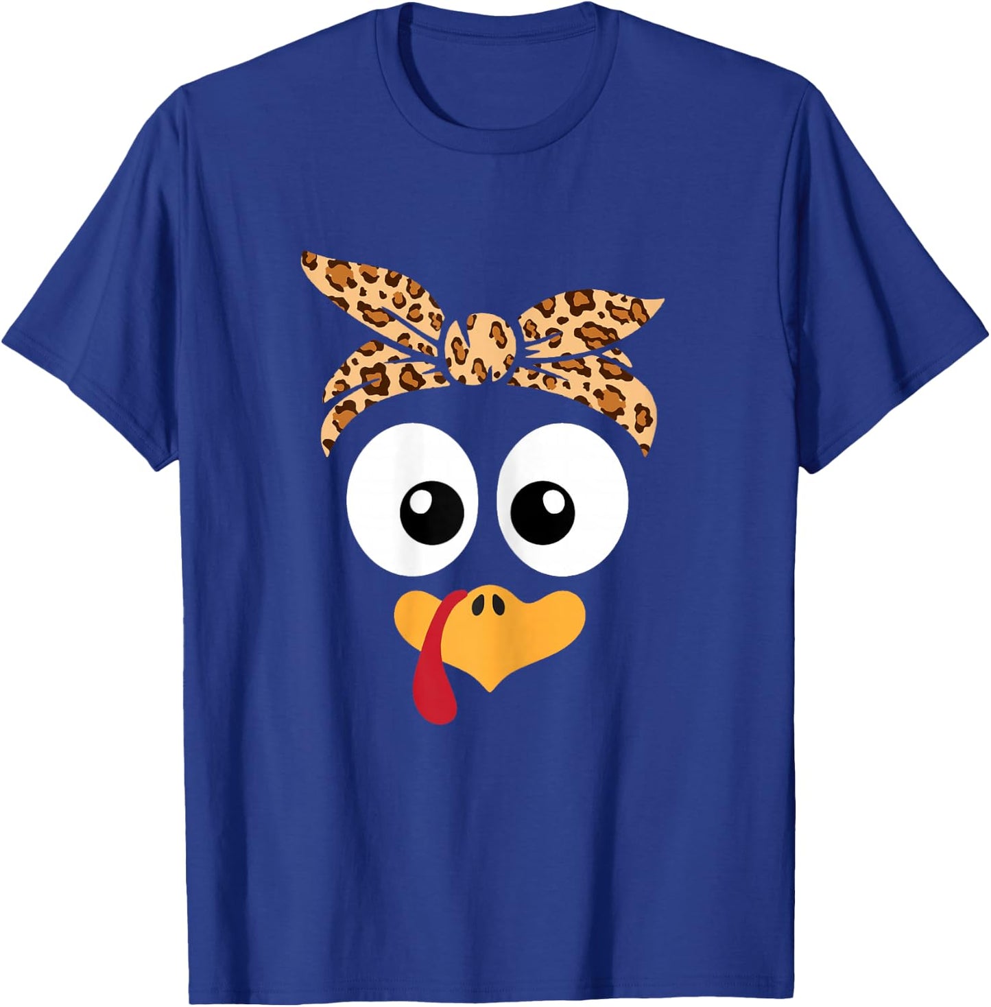 Turkey Face Leopard Headband Thanksgiving Pilgrim T-Shirt - T-Shirt | Royal