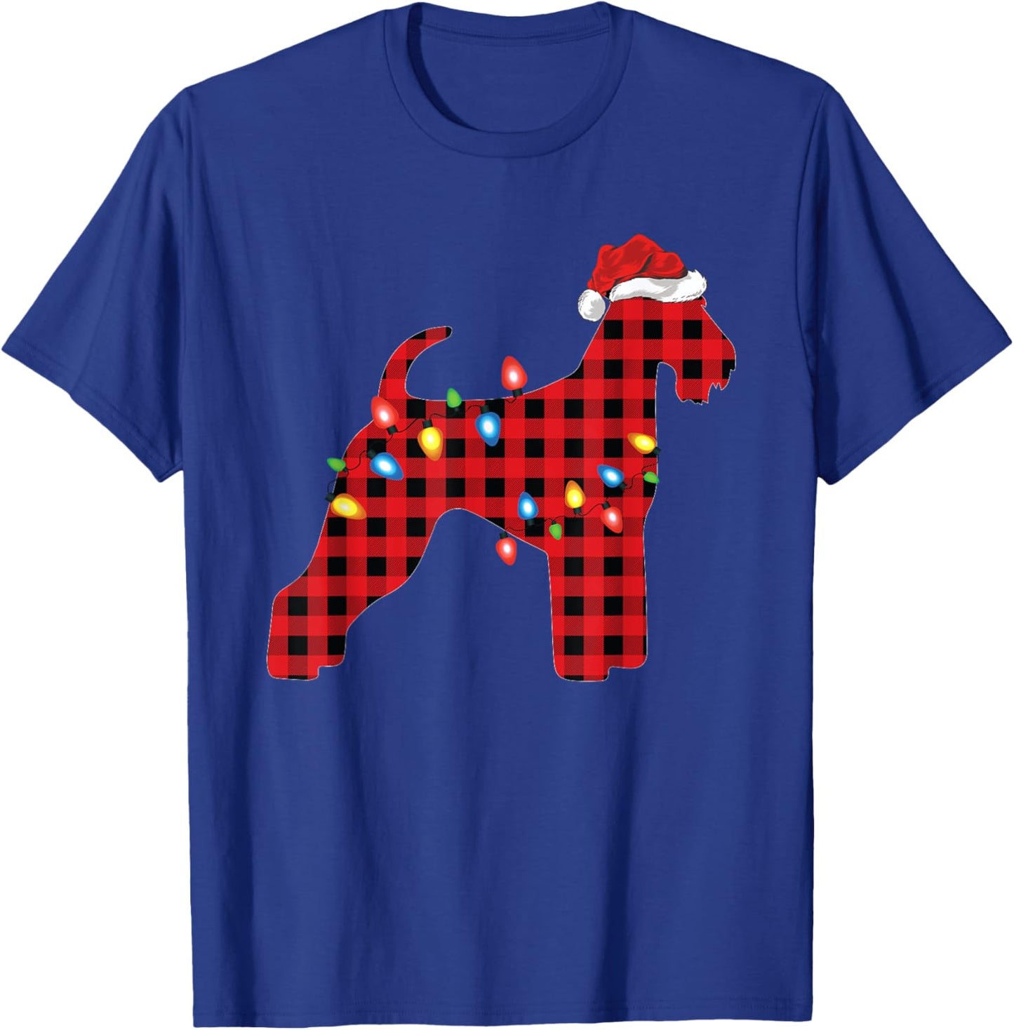 Red Buffalo Plaid Santa Airedale Terrier Christmas Pajama T-Shirt - T-Shirt | Royal