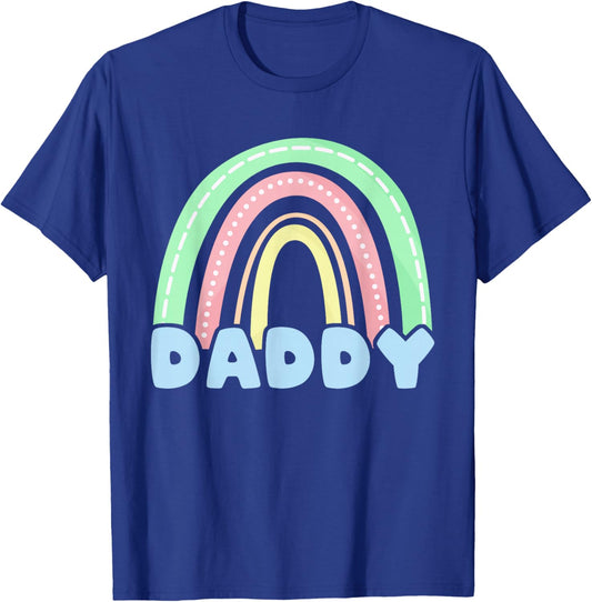 Dad Pastel Rainbow Family 1st Birthday Party T-Shirt - T-Shirt | Royal