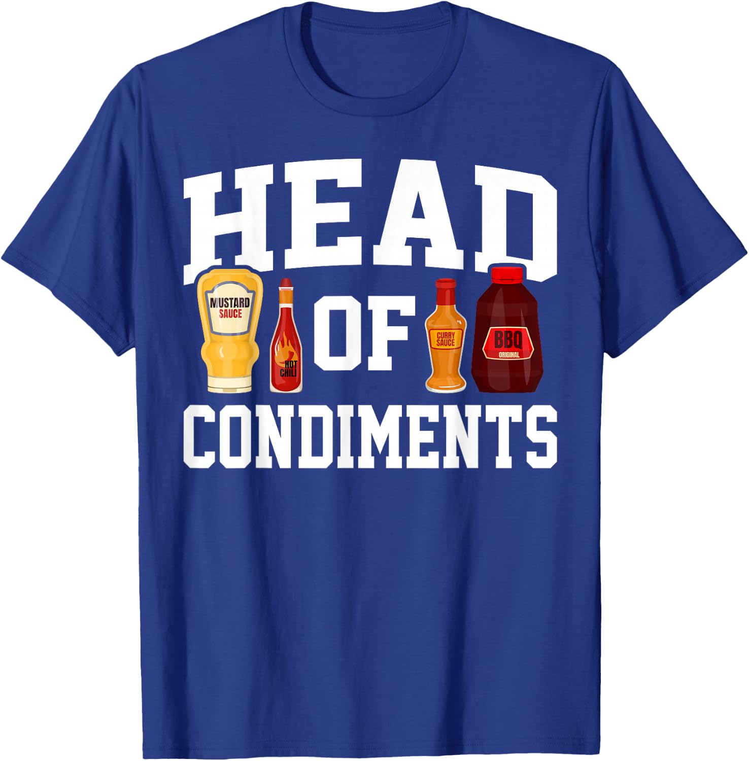 Funny BBQ Head of Condiments Barbecue Gifts Grilling Men Dad T-Shirt - T-Shirt | Royal