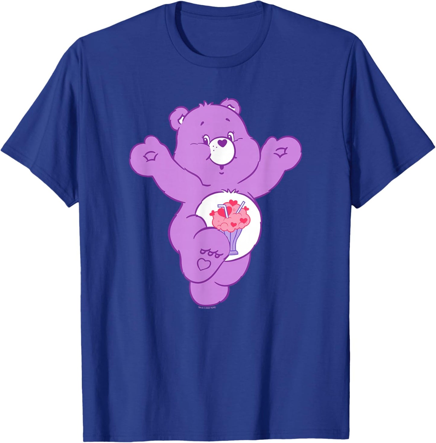 Care Bears Share Bear Milkshake Belly Badge Portrait T-Shirt - T-Shirt | Royal