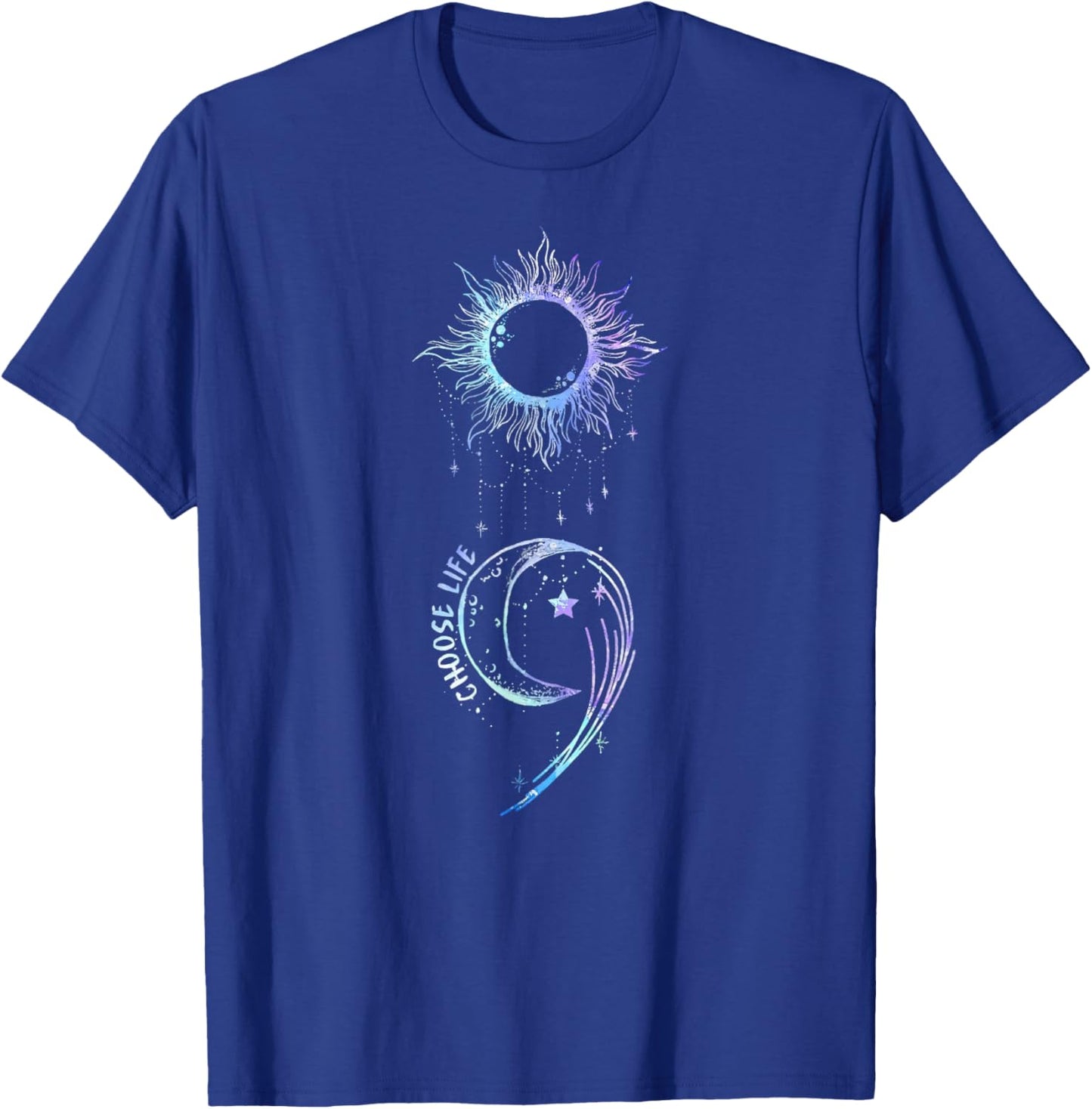 Suicide Prevention Awareness Choose Life Semicolon Gothic T-Shirt - T-Shirt | Royal