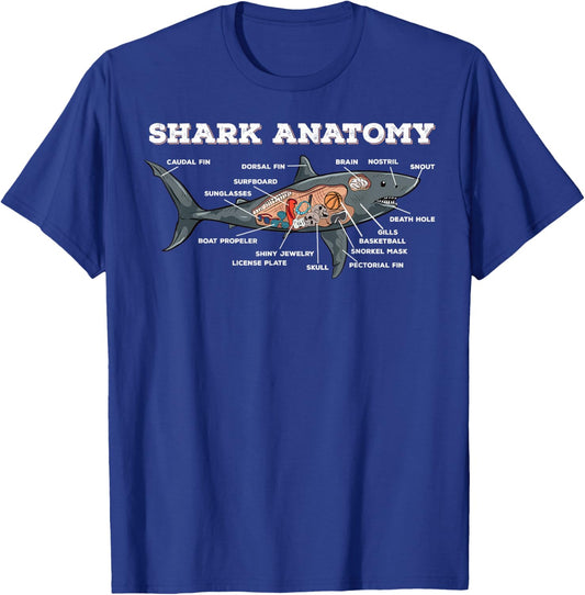Anatomy Of A Great White Shark Funny Shark Lover T-Shirt - T-Shirt | Royal
