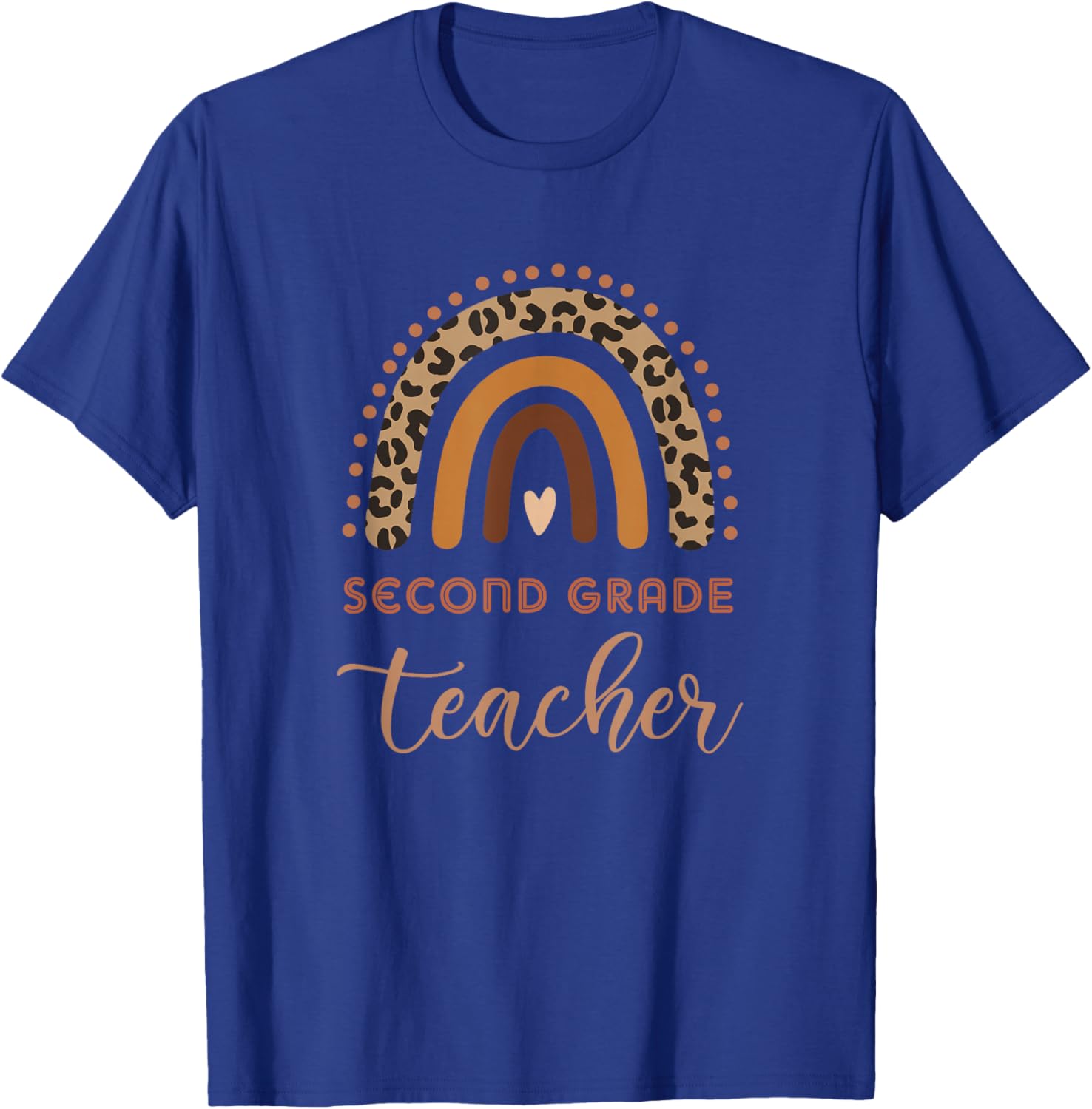 Boho Rainbow Second Grade Teachers 2nd Grade Cheetah Print T-Shirt - T-Shirt | Royal