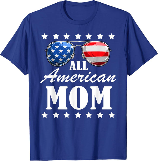 4th July American Mom Independence Day Patriot USA T-Shirt - T-Shirt | Royal