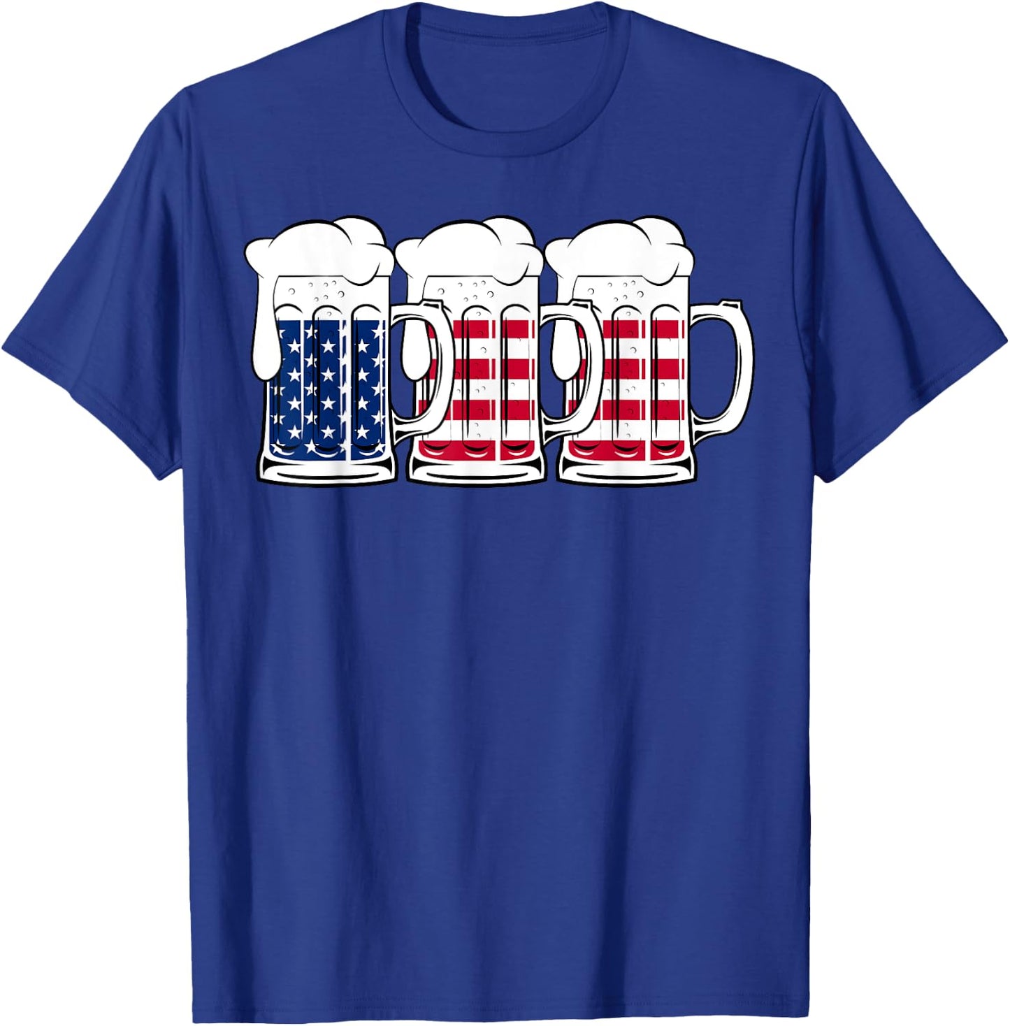 Beer USA Flag Merica Drinking American Men Women 4th of July T-Shirt - T-Shirt | Royal