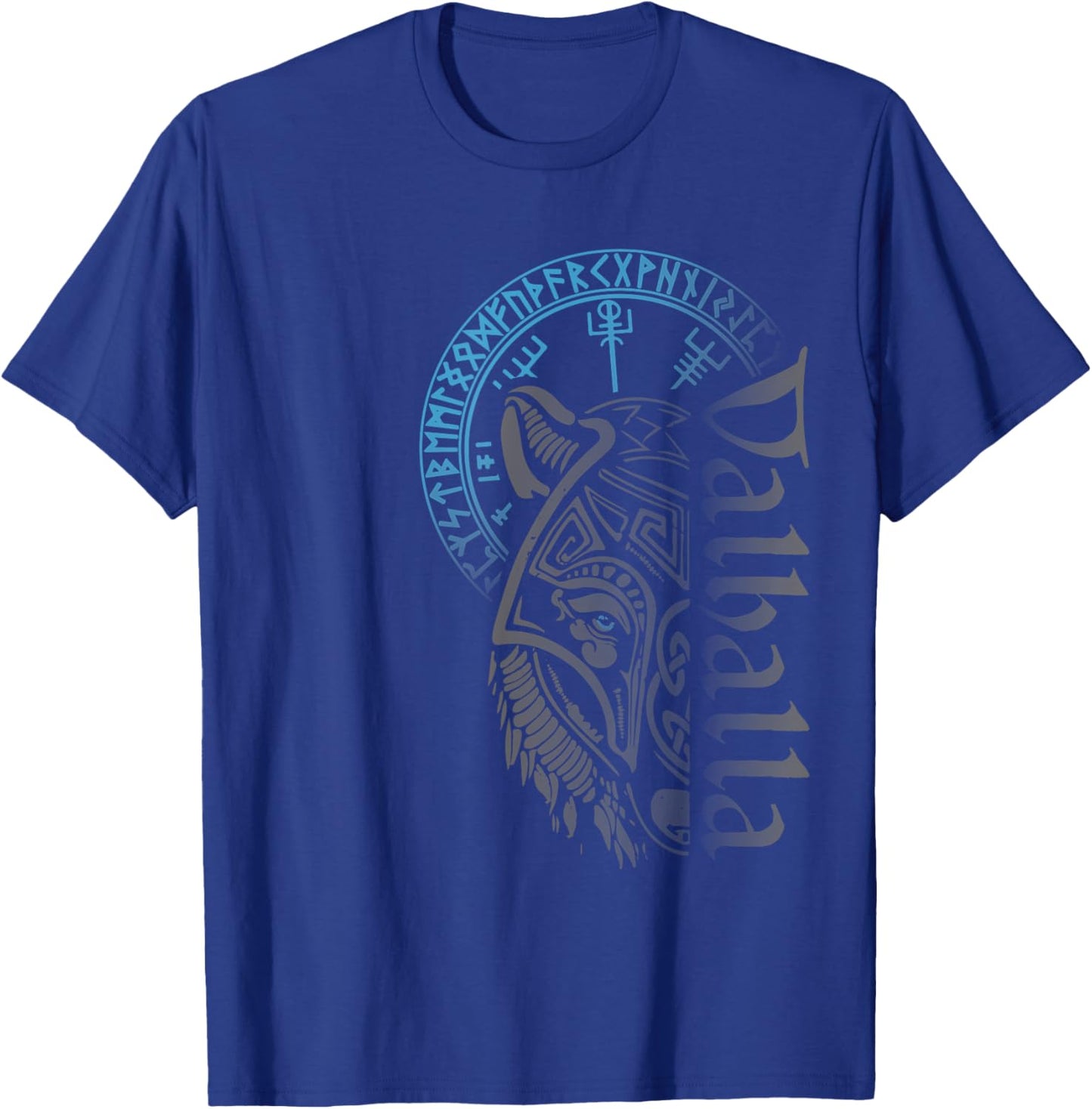 Walhalla Wolf Mask Odin Runes Nordic Compass Viking T-Shirt - T-Shirt | Royal