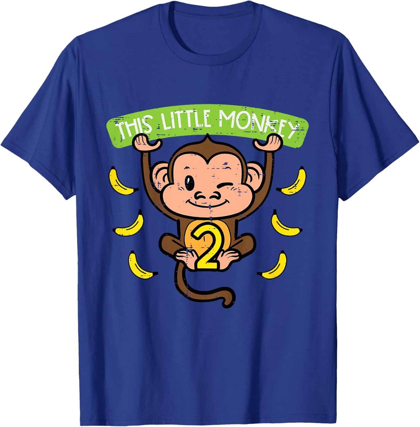 2nd Birthday This Little Monkey 2 Years Old Boys Girls Kids T-Shirt - T-Shirt | Royal