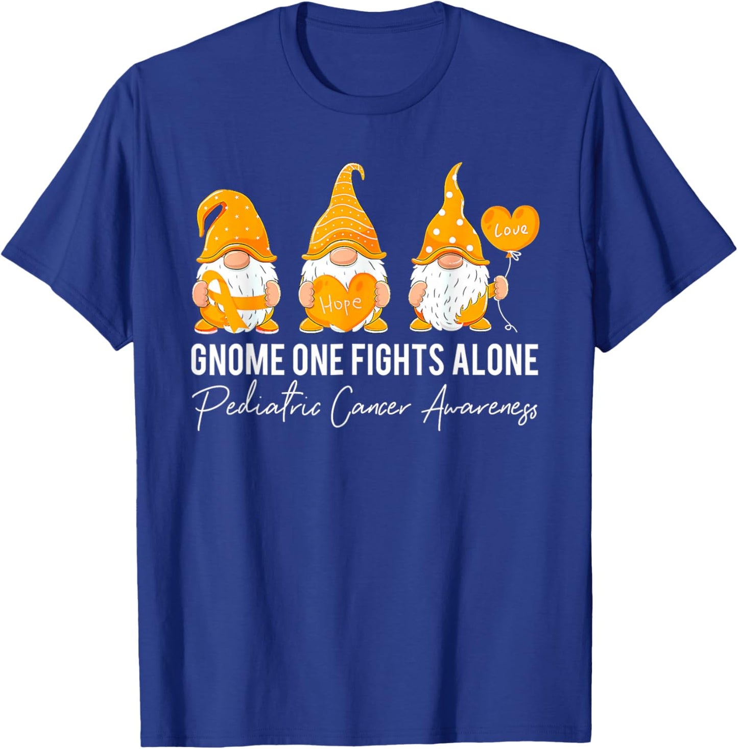 Gnome Fights Pediatric Cancer Awareness Yellow Ribbon T-Shirt - T-Shirt | Royal