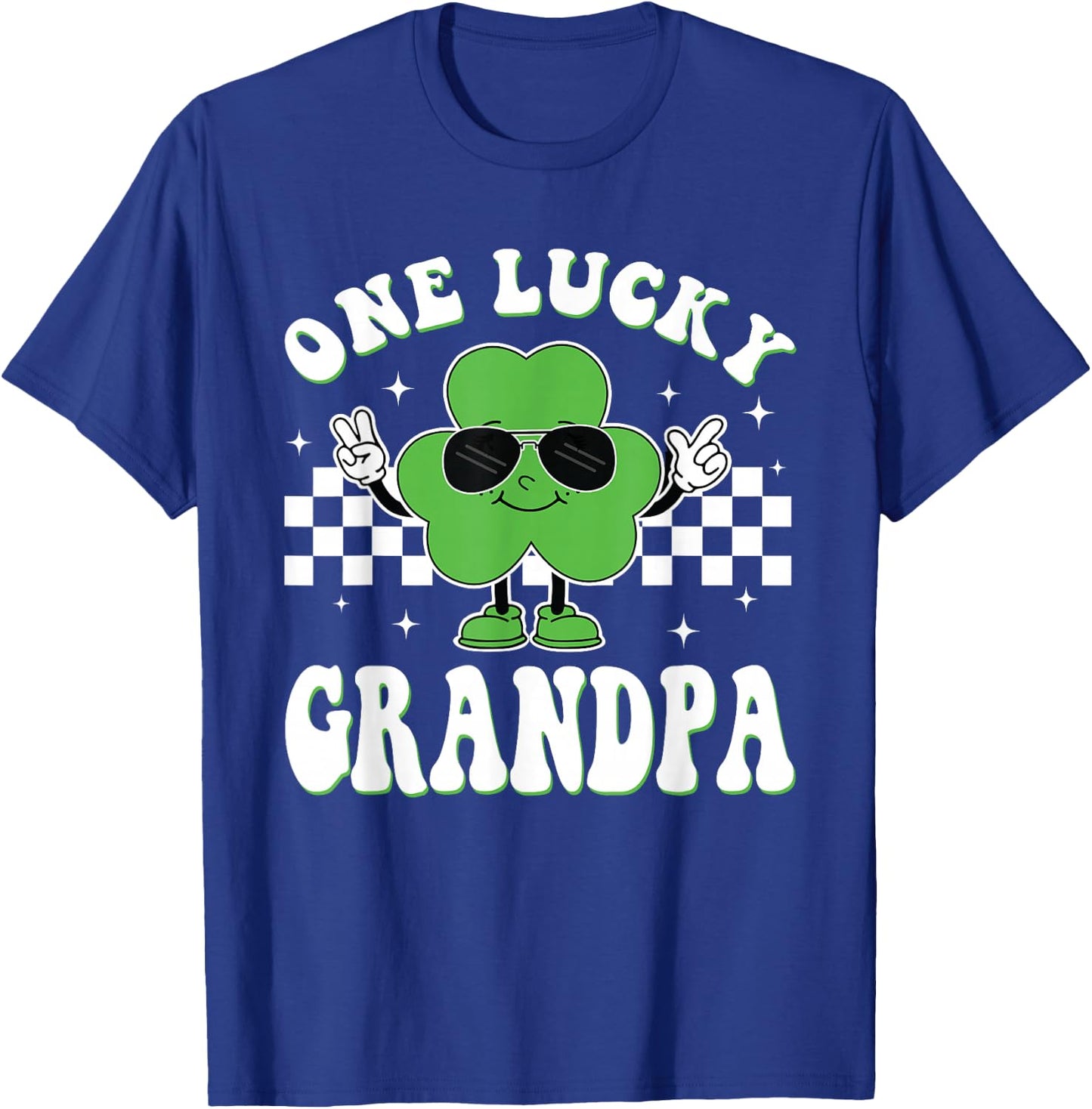 One Lucky Grandpa St Patrick's Day Irish Grandpa Shamrock T-Shirt - T-Shirt | Royal
