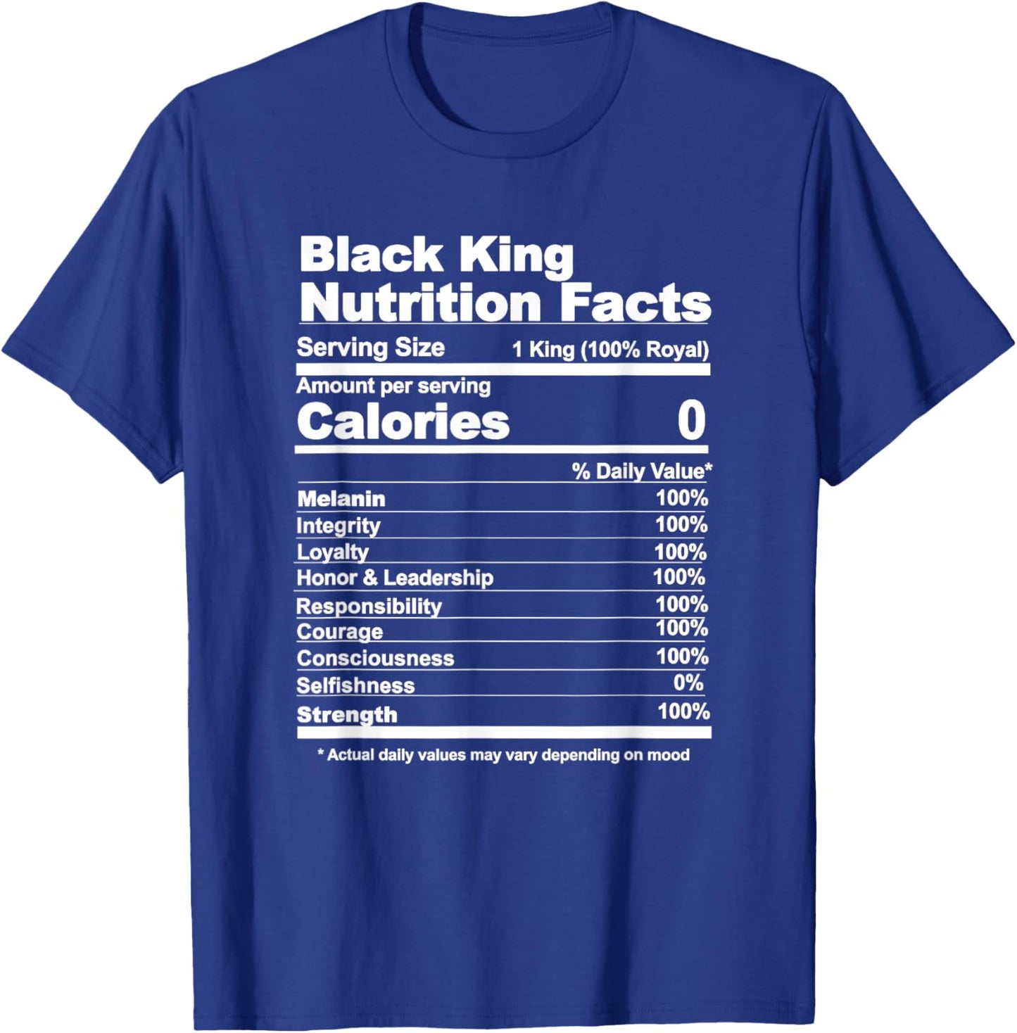 Black King Nutritional Facts T-Shirt - T-Shirt | Royal