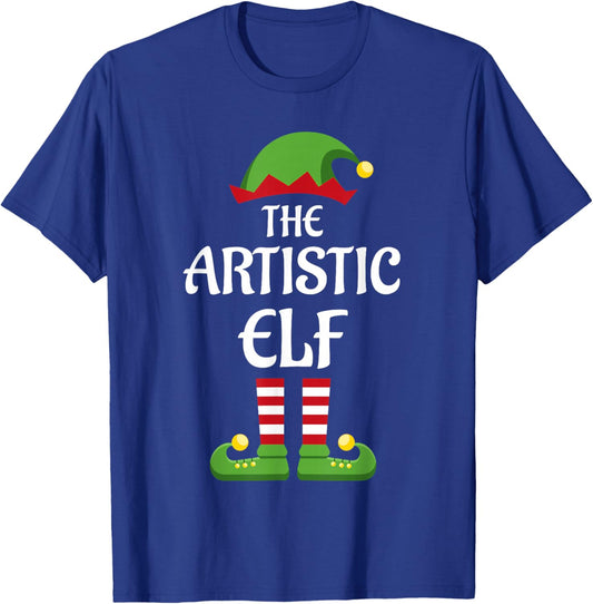 Artistic Elf Family Matching Group Christmas Art T-Shirt - T-Shirt | Royal