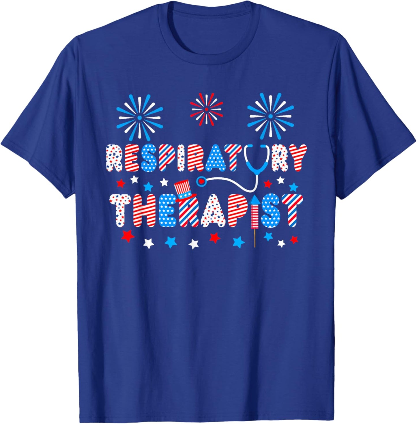 LOVE 4th Of July Stethoscope Respiratory Therapist RT Men T-Shirt - T-Shirt | Royal