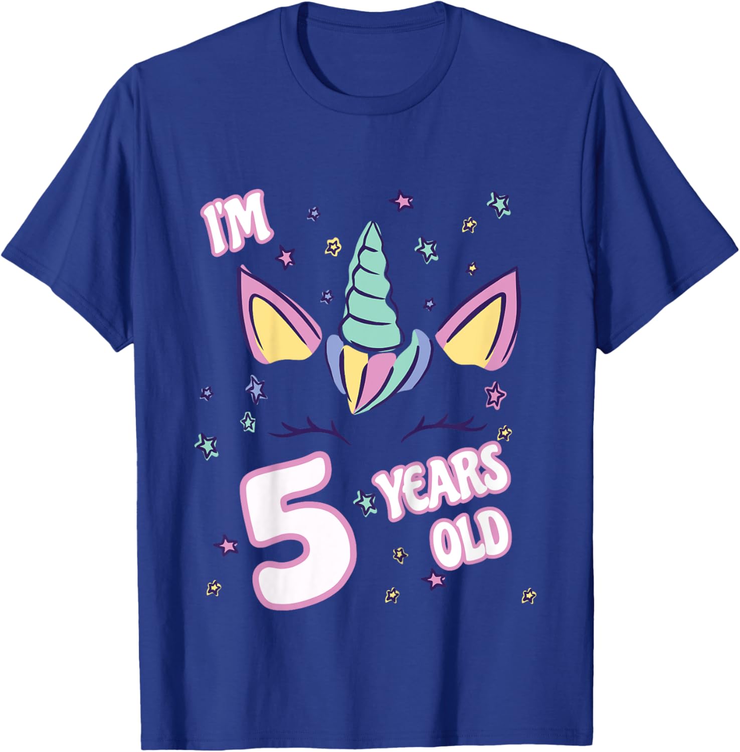 Unicorn 5th birthday i'm 5 years old girl unicorn design T-Shirt - T-Shirt | Royal