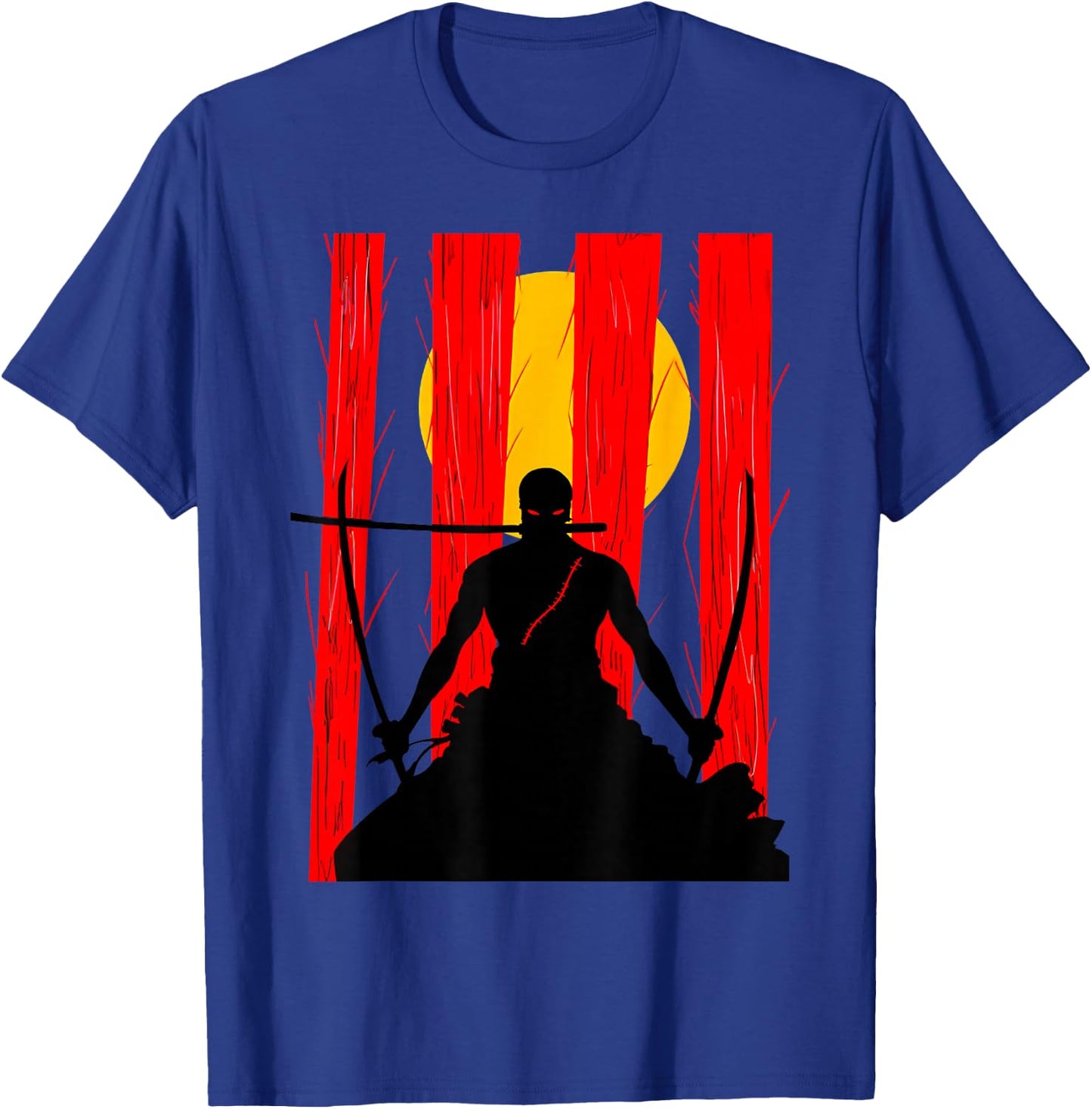 Japanese Retro Art Zoro Anime Graphic T-Shirt - T-Shirt | Royal