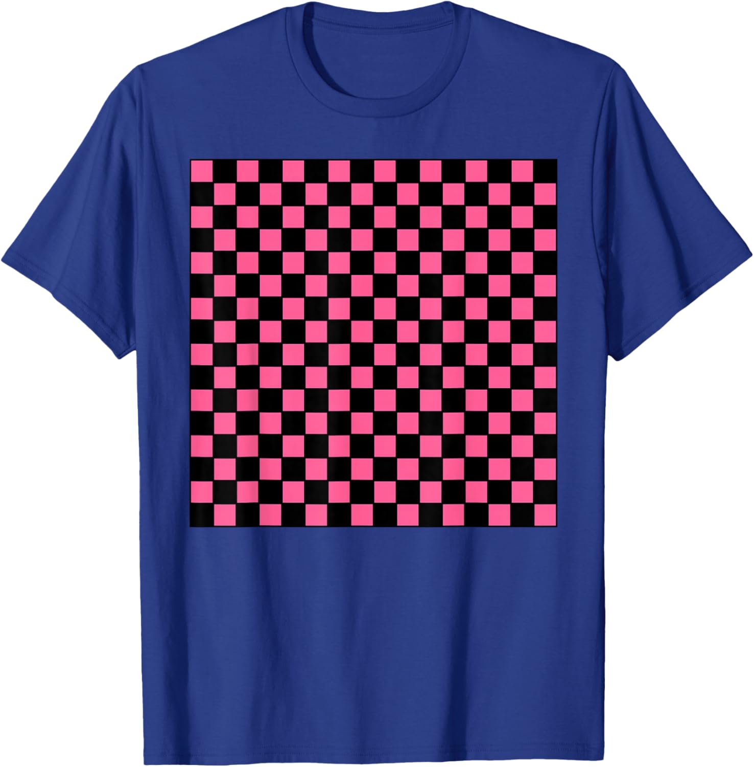 Black Hot Pink Checkerboard Pattern Checkered Gingham Check T-Shirt - T-Shirt | Royal