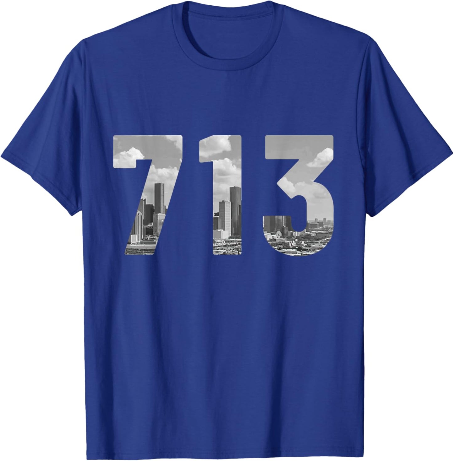 Houston 713 Area Code Skyline Texas Pride Vintage T-Shirt - T-Shirt | Royal