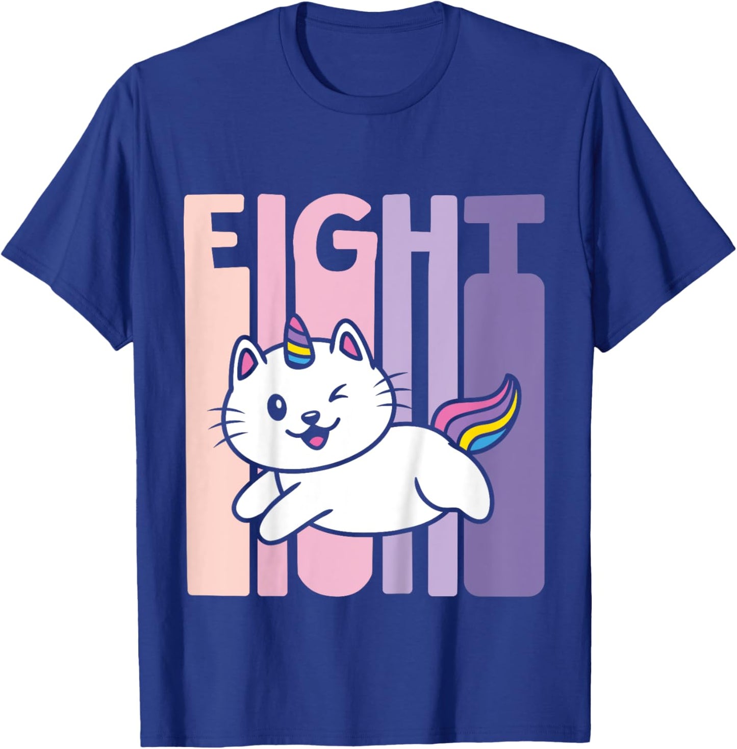8 Year Old Cute Caticorn Cat Unicorn Birthday Girl B-day T-Shirt - T-Shirt | Royal