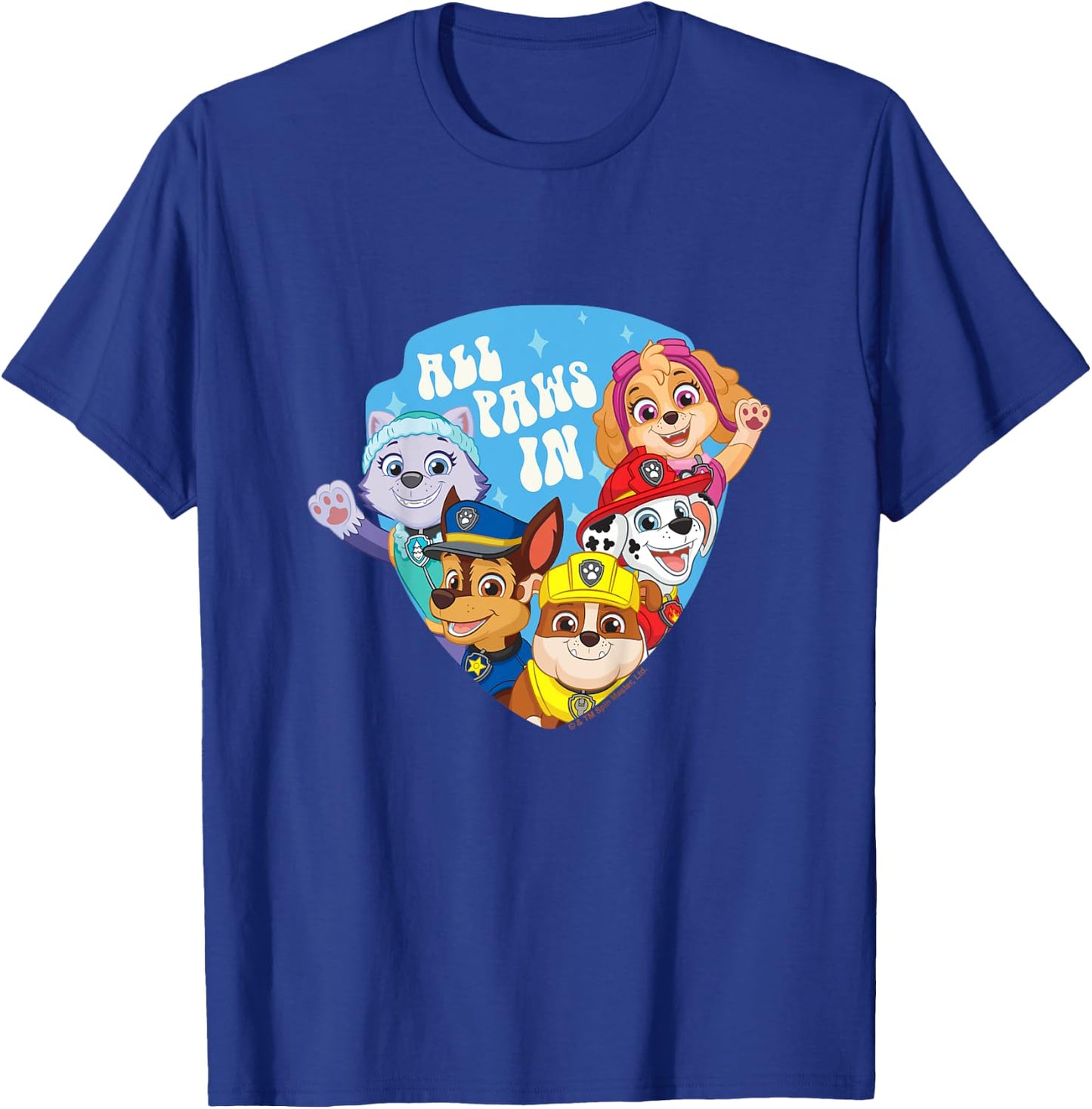 Kids PAW Patrol All Paws In Shield Emblem Group Shot T-Shirt - T-Shirt | Royal