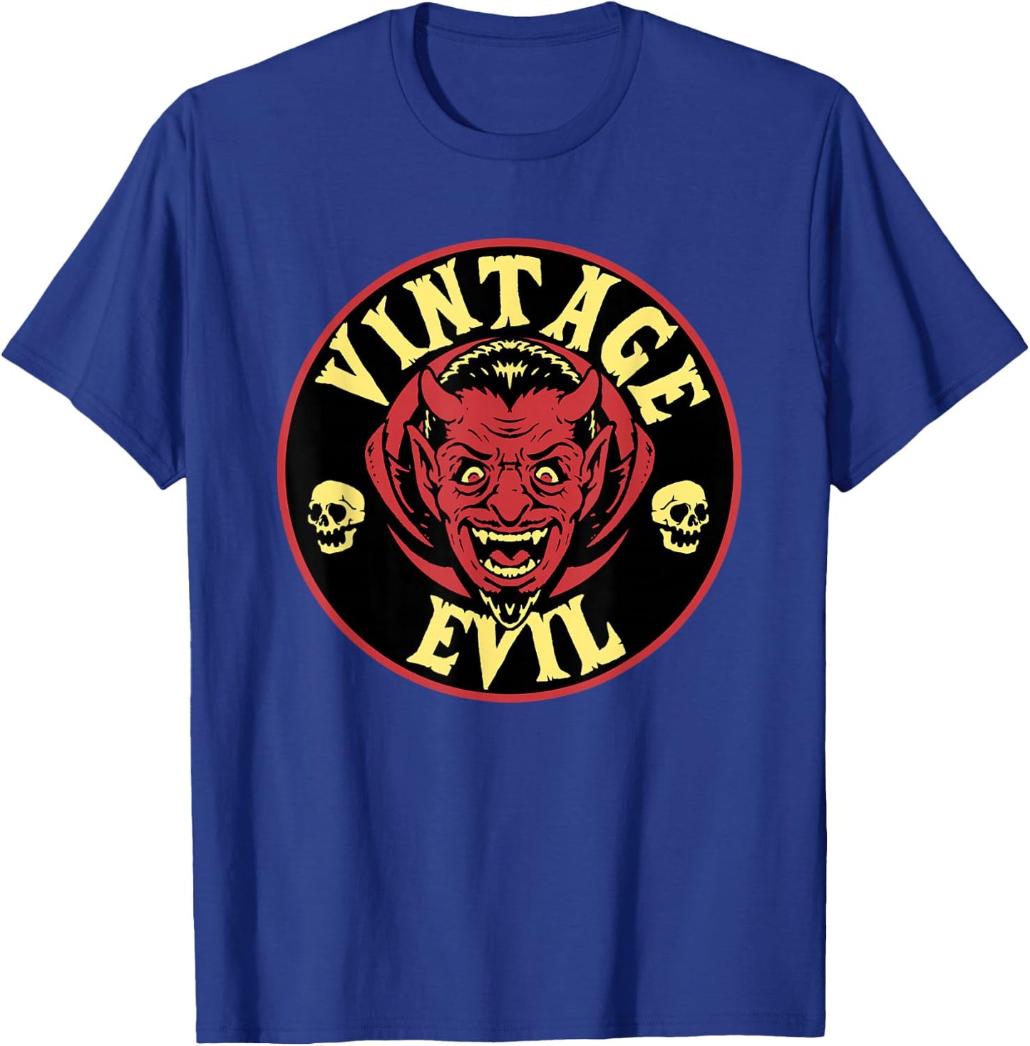 Vintage Evil Retro Halloween Horror Punk Rock Devil T-Shirt - T-Shirt | Royal