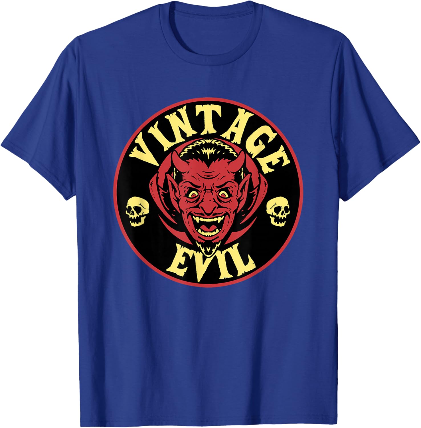 Vintage Evil Retro Halloween Horror Punk Rock Devil T-Shirt - T-Shirt | Royal