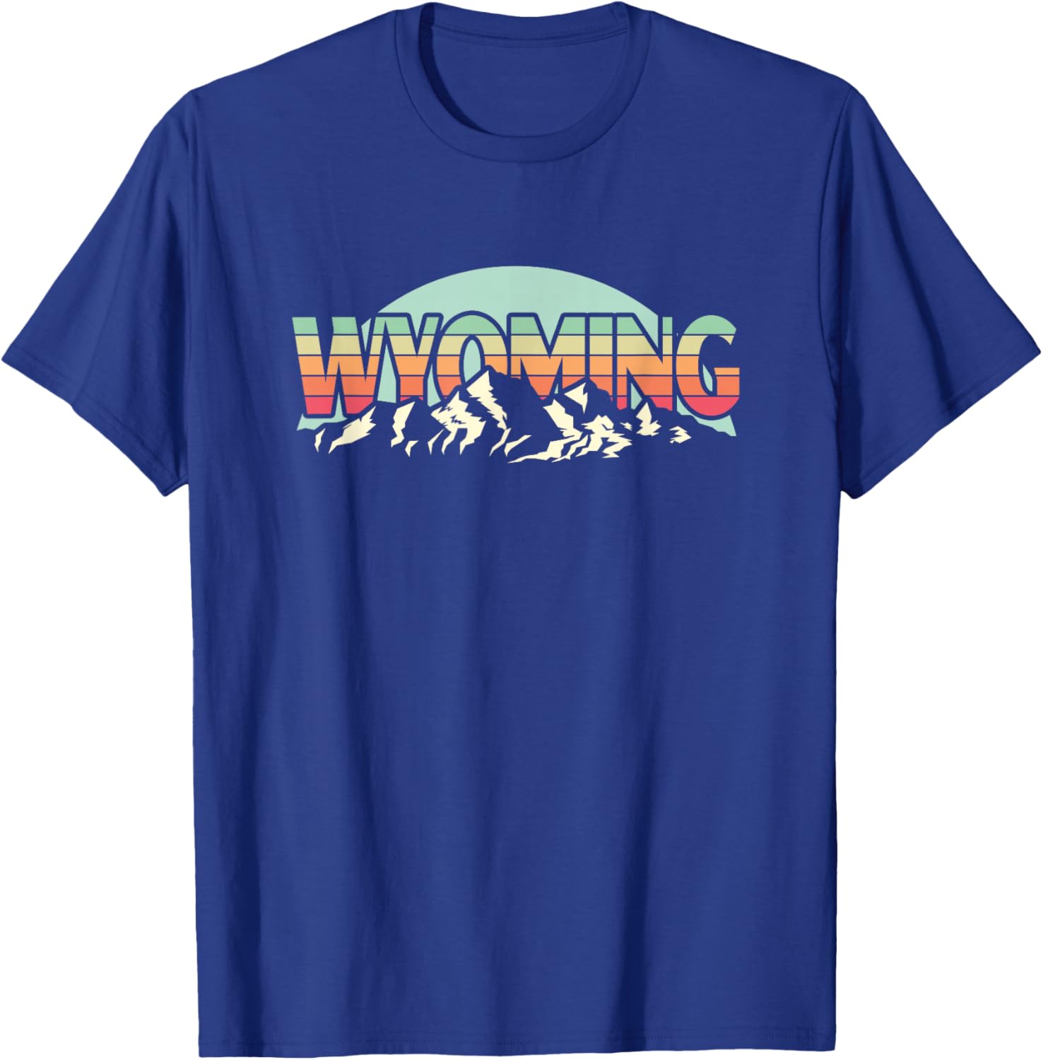 American State Wyoming - Vintage Mountain Nature Hiking T-Shirt - T-Shirt | Royal
