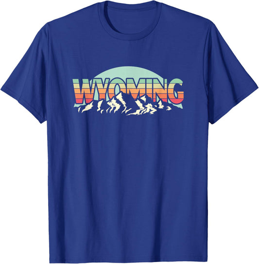 American State Wyoming - Vintage Mountain Nature Hiking T-Shirt - T-Shirt | Royal
