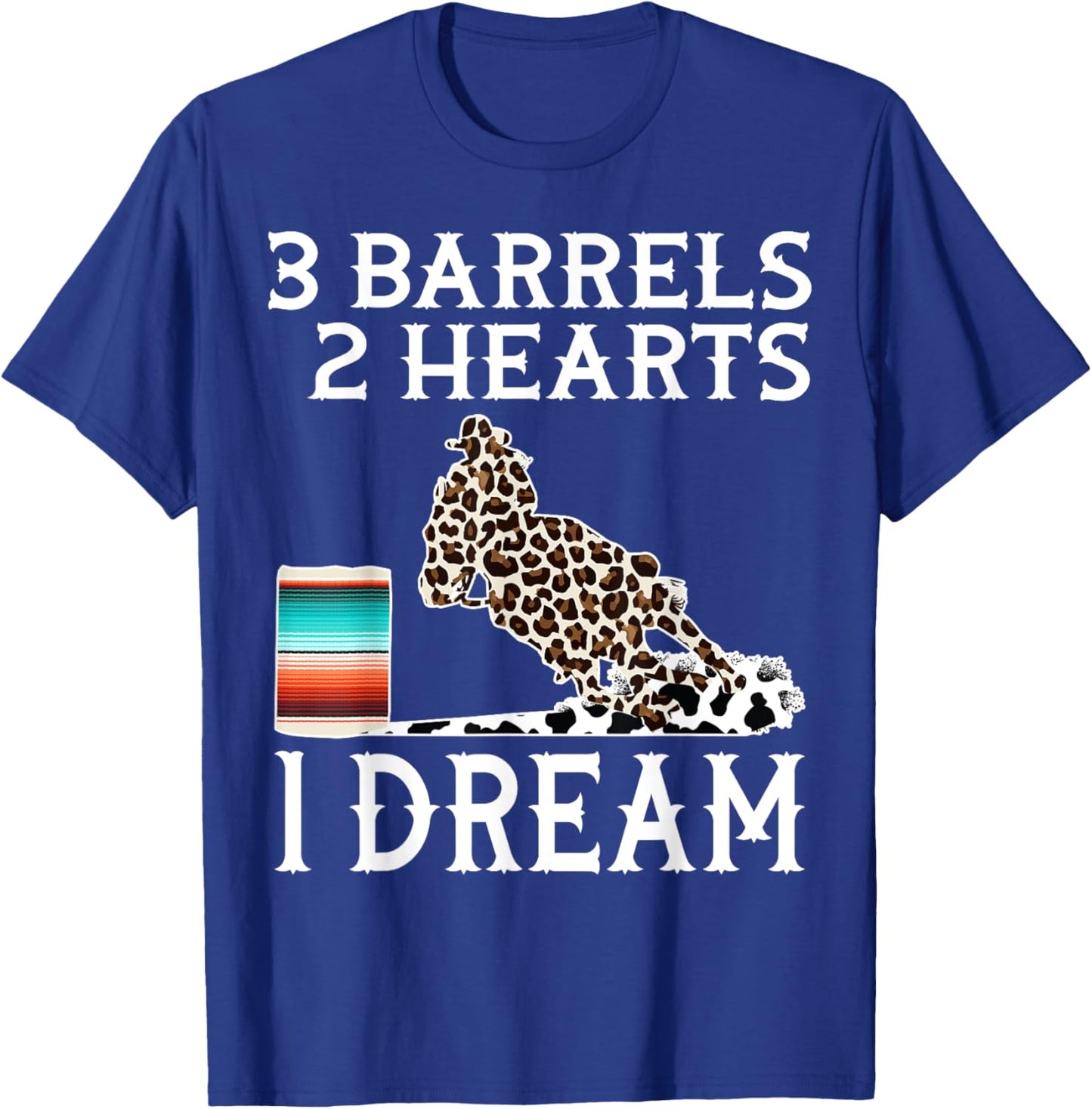 Horse Barrel Racing Western Serape Leopard Cow Rodeo Cowgirl T-Shirt - T-Shirt | Royal