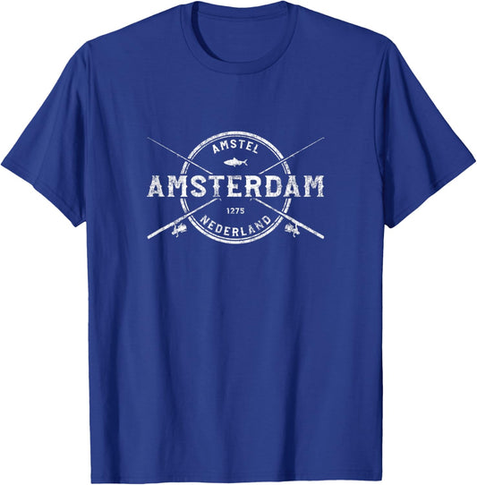 Amsterdam Vintage Crossed Fishing Rods T-Shirt - T-Shirt | Royal