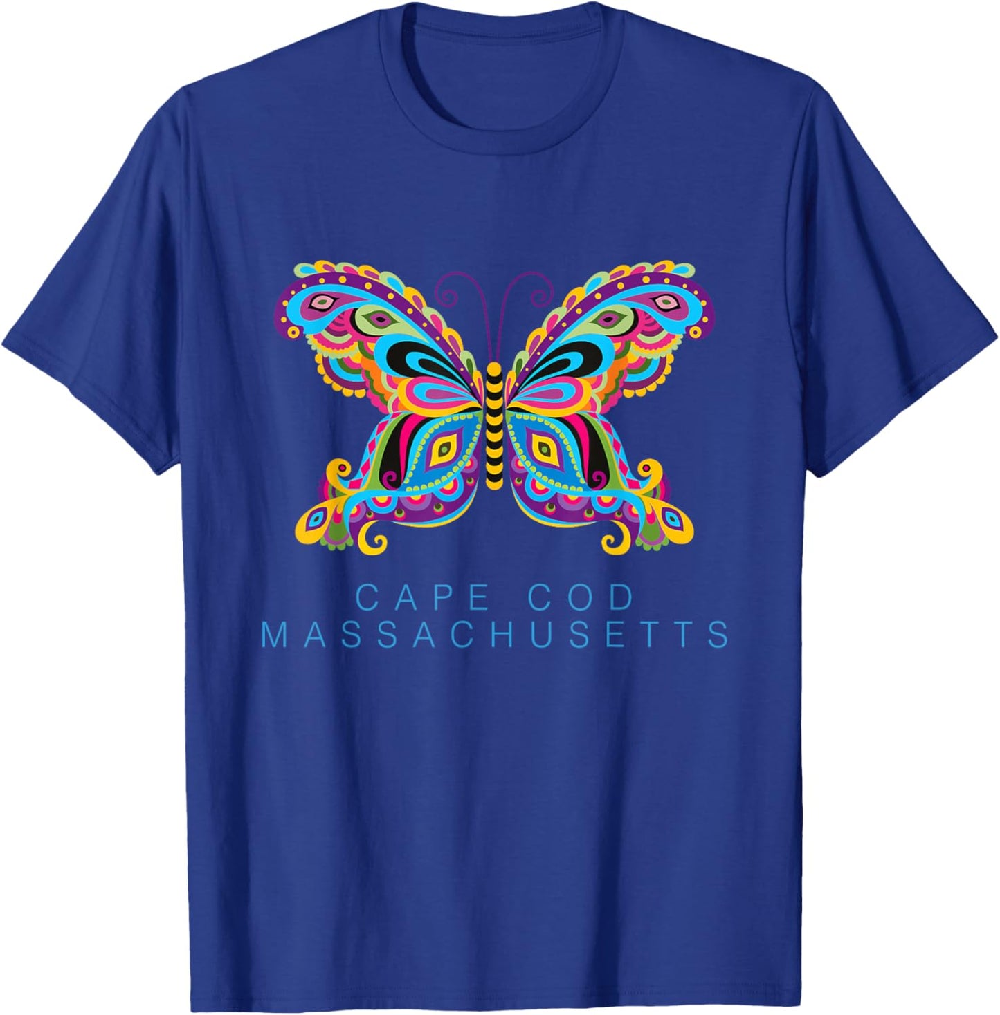 Cape Cod Massachusetts Souvenir Butterfly Graphic T-Shirt - T-Shirt | Royal