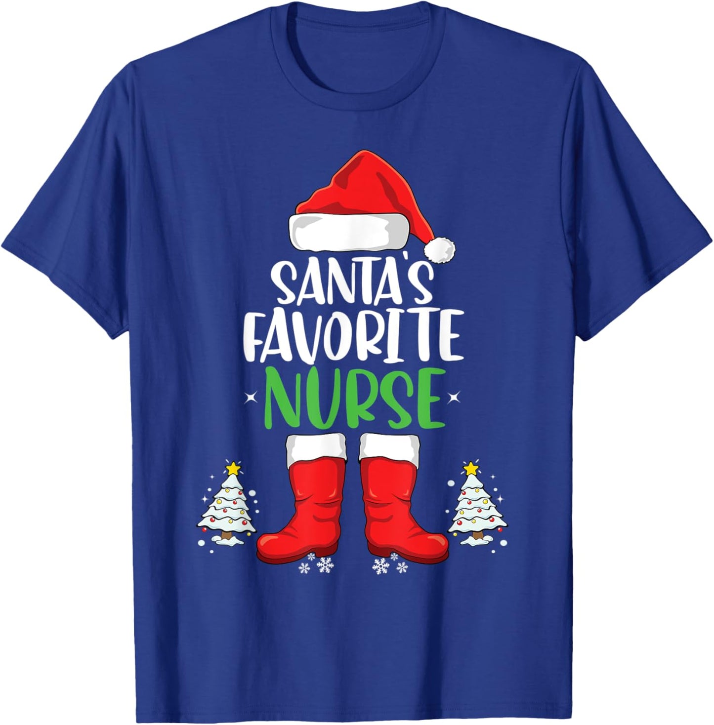 Santa's Favorite Nurse Family Matching Christmas Party RN T-Shirt - T-Shirt | Royal