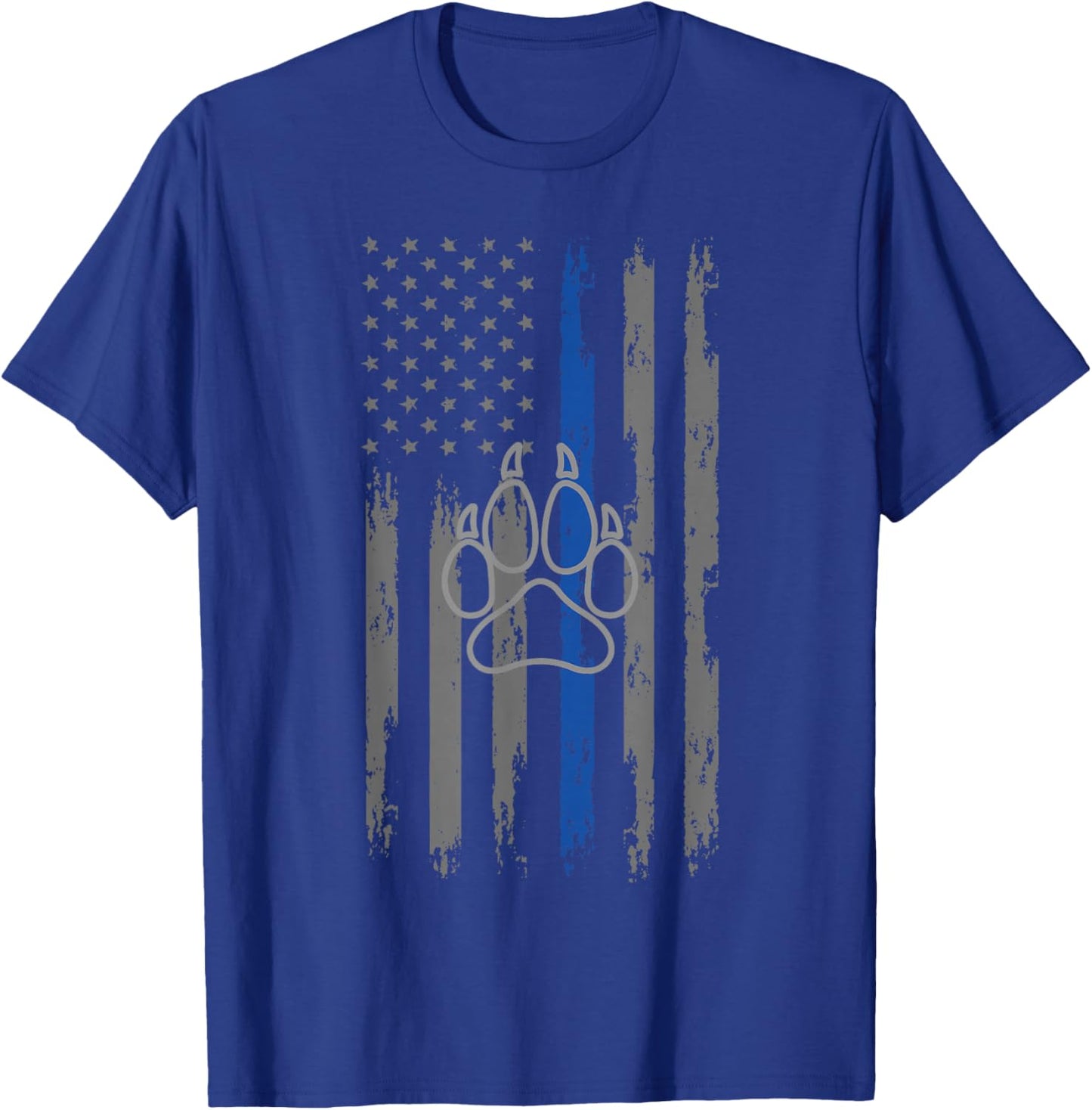 Police Flag with Dog Paw Print K9 T-Shirt - T-Shirt | Royal