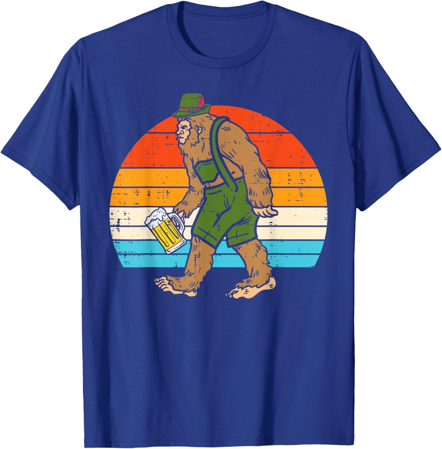 Bavarian Bigfoot Lederhosen Retro Sasquatch Oktoberfest Men T-Shirt - T-Shirt | Royal