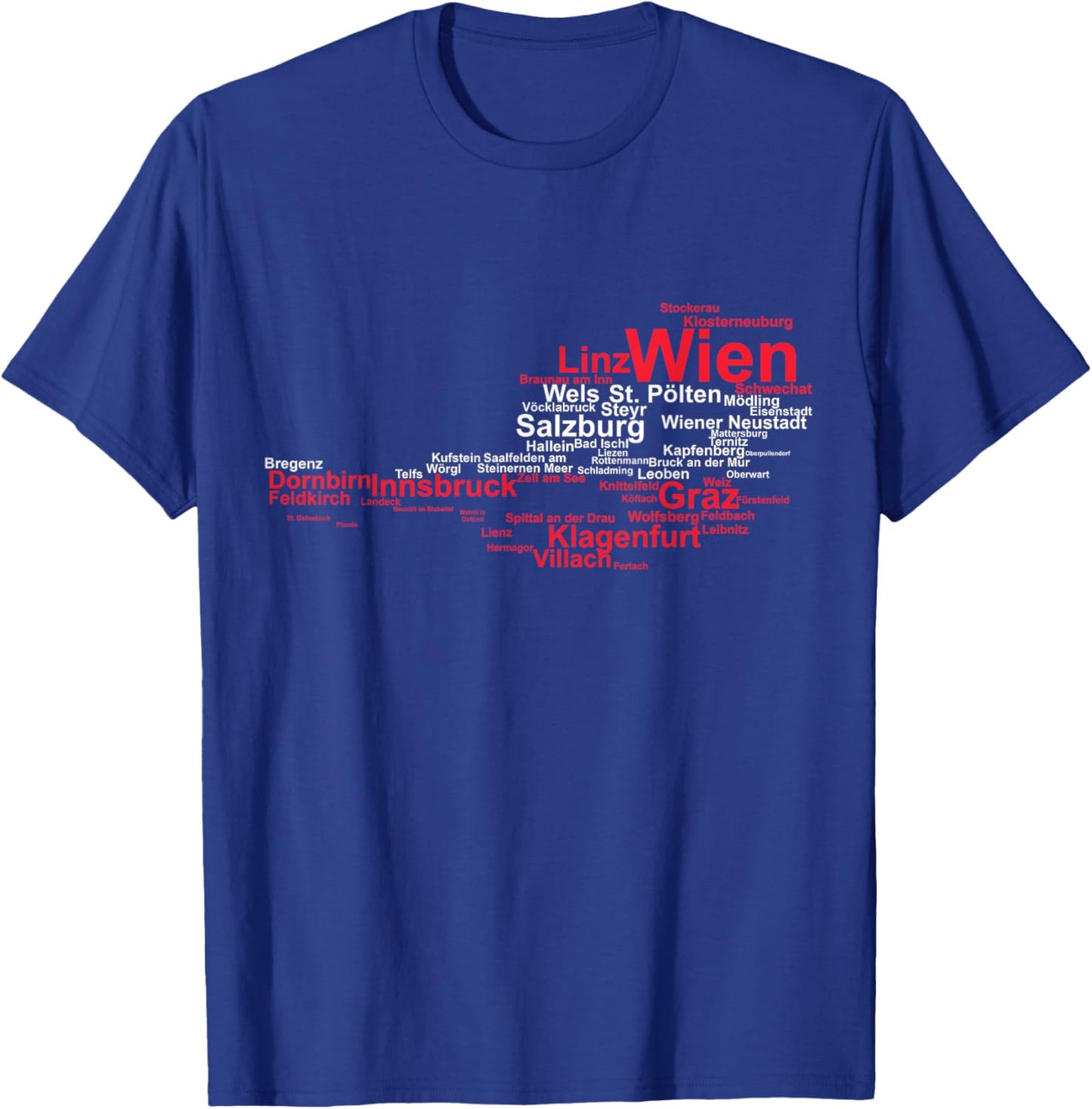 Austria Map Flag Silhouette Cities Holiday Travel Vienna T-Shirt - T-Shirt | Royal