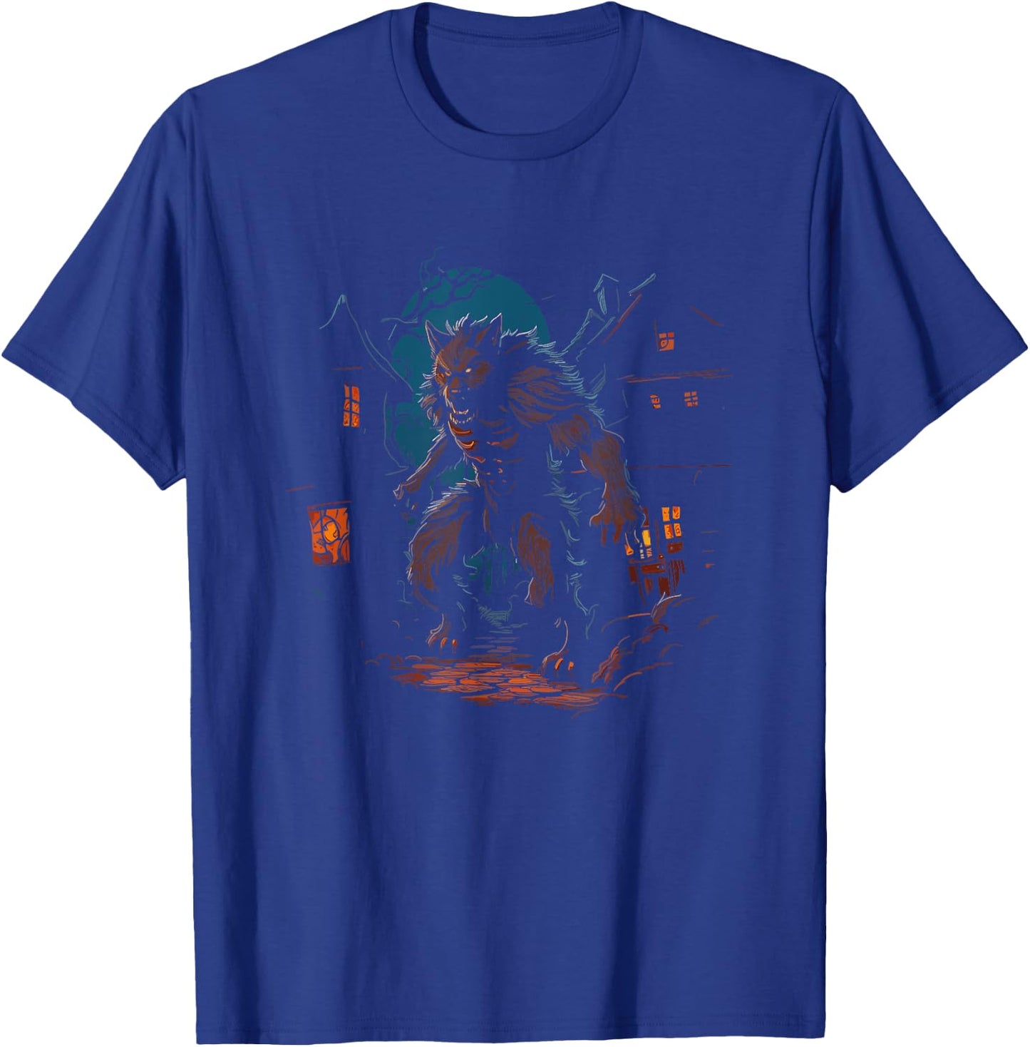 Werewolf - Vintage Spooky Scary Werewolf Halloween Costume T-Shirt - T-Shirt | Royal