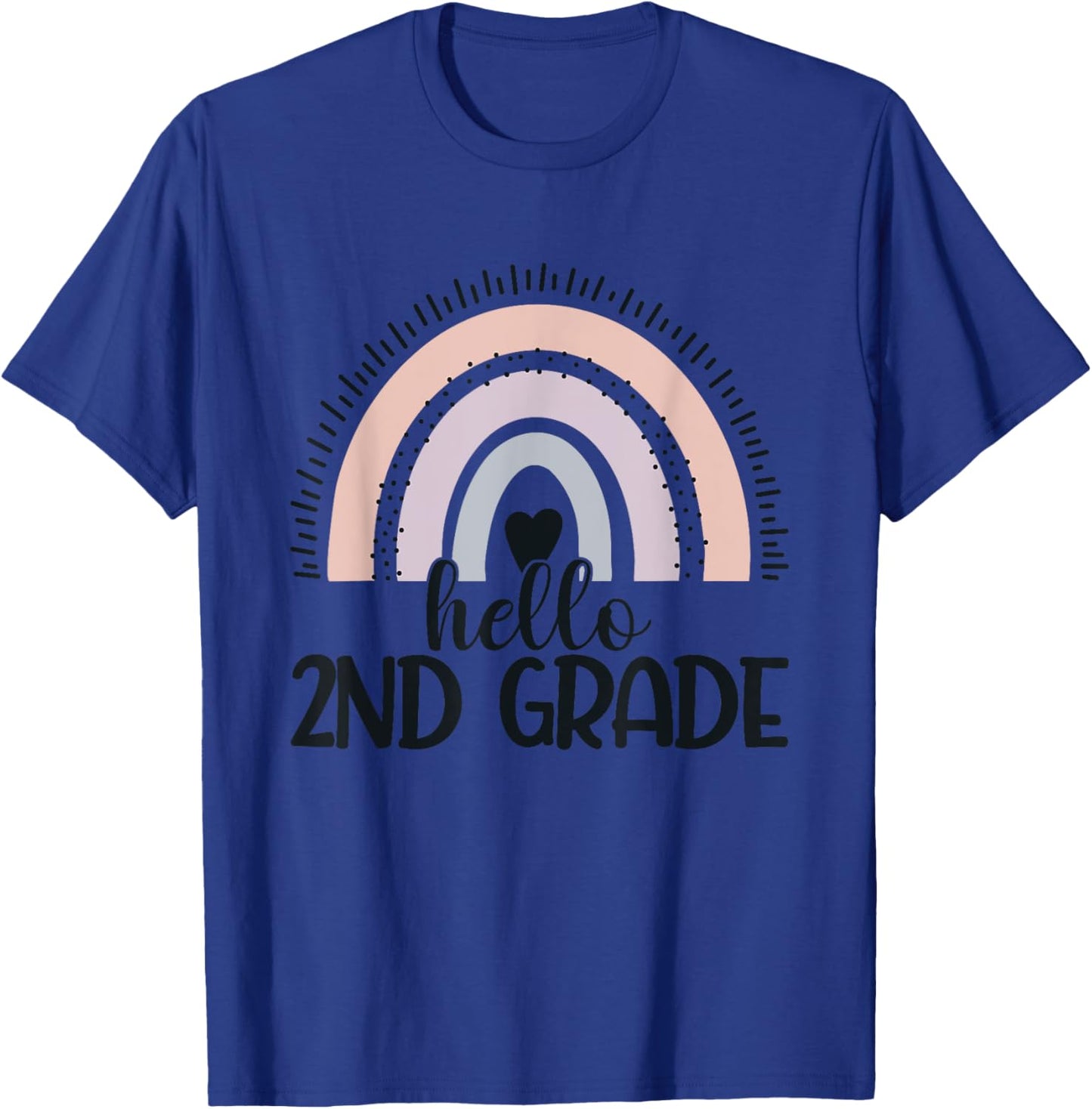 Second Grade Rainbow Teacher Hello 2nd Grade Rainbow T-Shirt - T-Shirt | Royal