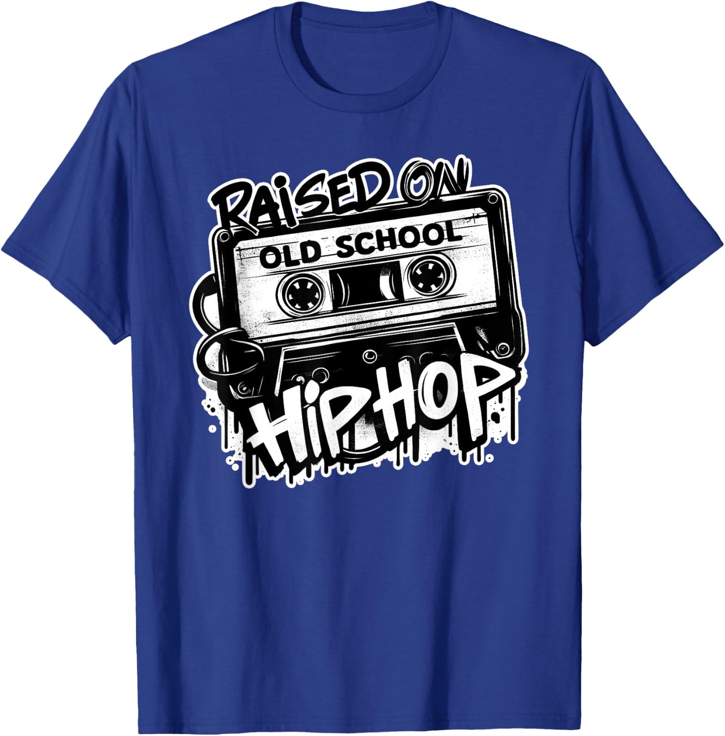 RAISED ON OLD SCHOOL HIP HOP 80s 90s Cassette Graffiti T-Shirt - T-Shirt | Royal