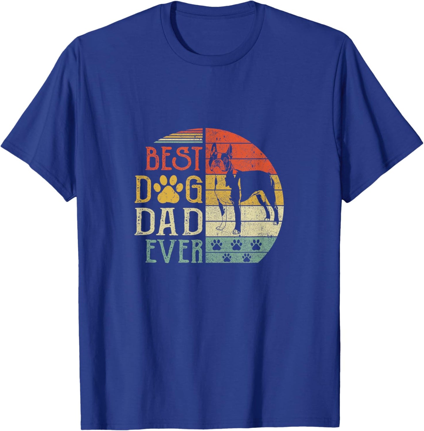 Boston Terrier Best Dog Dad Ever Vintage Father'S Day Retro Women T-Shirt - T-Shirt | Royal